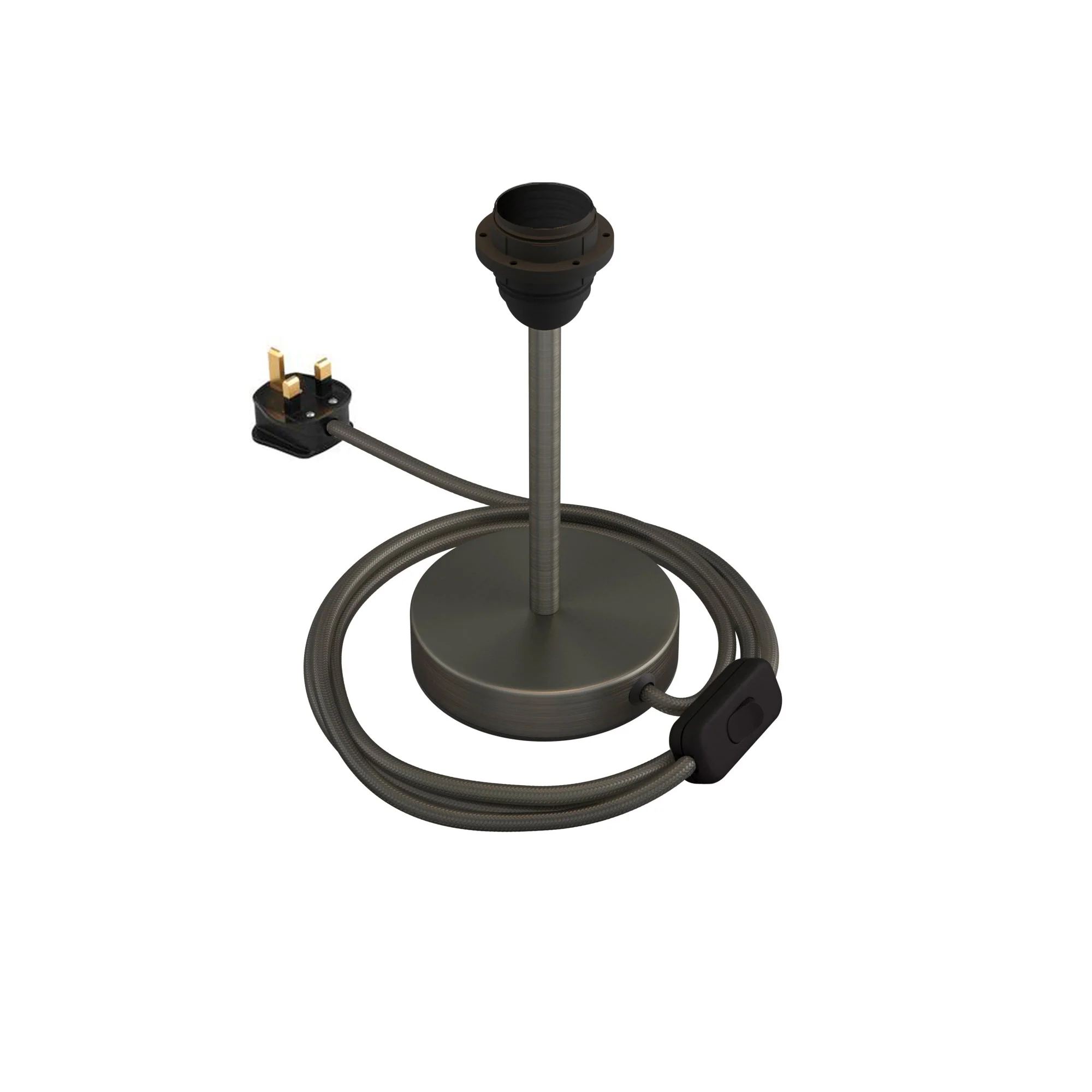 Lampenfuß für Lampenschirm – Tischleuchte aus Metall mit UK-Stecker – Mattes Titan - Image 6
