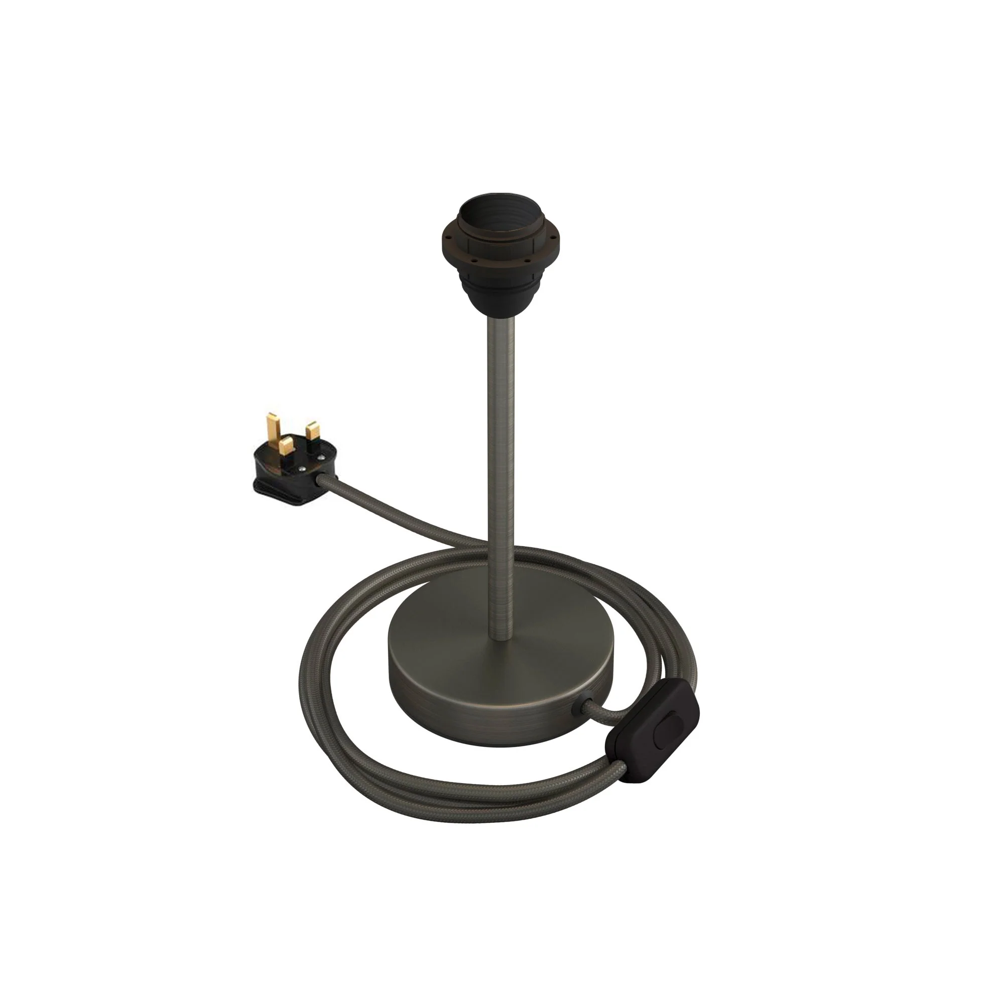 Lampenfuß für Lampenschirm – Tischleuchte aus Metall mit UK-Stecker – Mattes Titan - Image 7