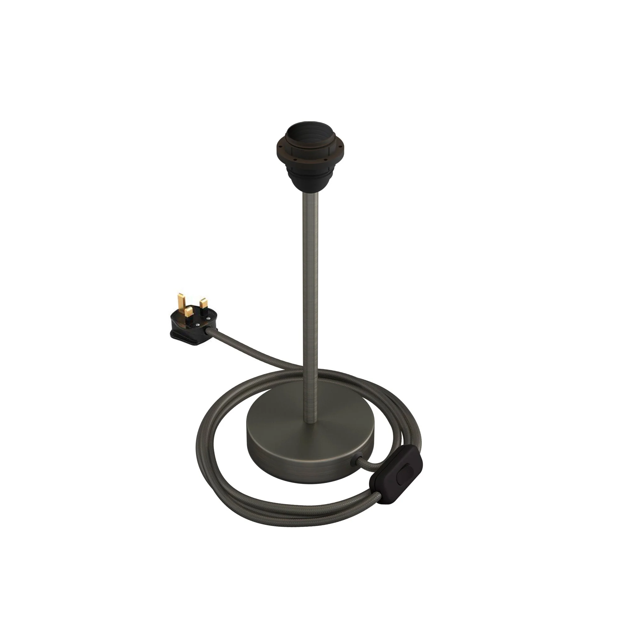 Lampenfuß für Lampenschirm – Tischleuchte aus Metall mit UK-Stecker – Mattes Titan - Image 8