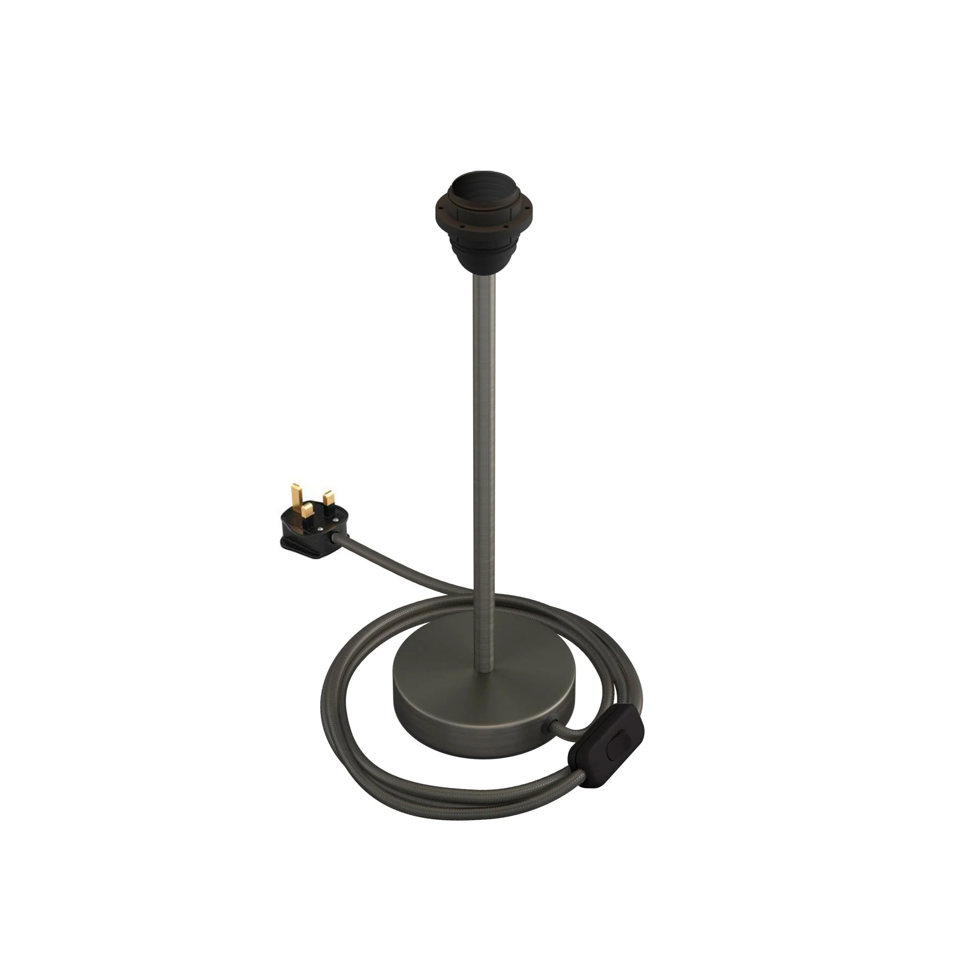Lampenfuß für Lampenschirm – Tischleuchte aus Metall mit UK-Stecker – Mattes Titan - Image 9