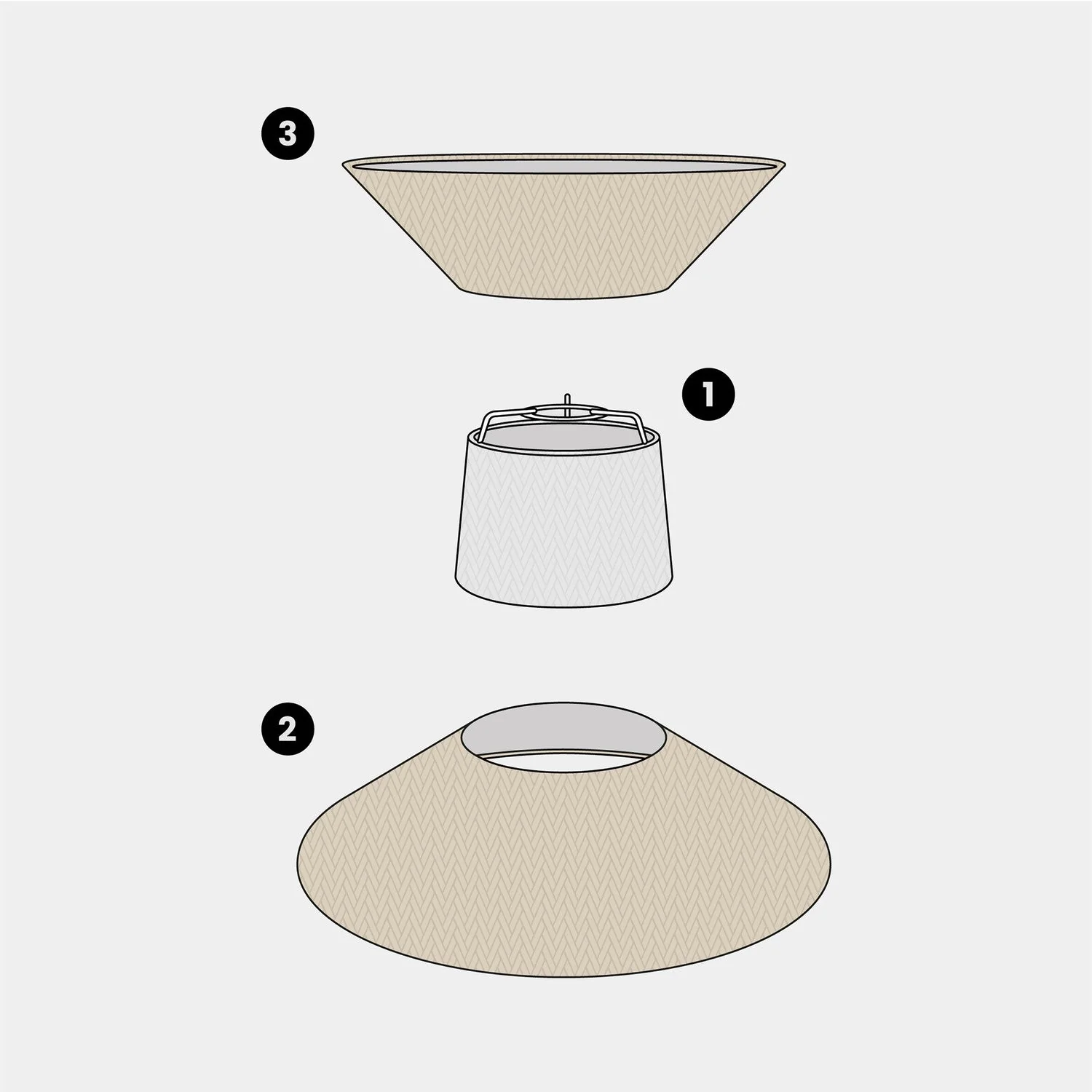 Lampenschirm Clessidra aus Stoff, Arenal-Taupe – Made in Italy - Image 7