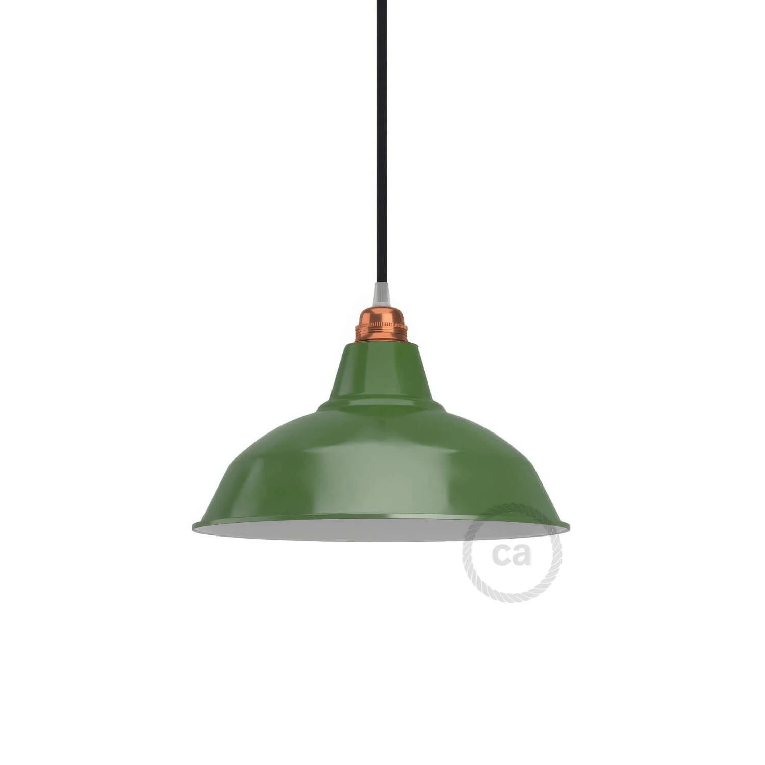 Bistrot-Lampenschirm aus emailliertem Metall mit E27-Fassung, Durchmesser 30 cm - Grün