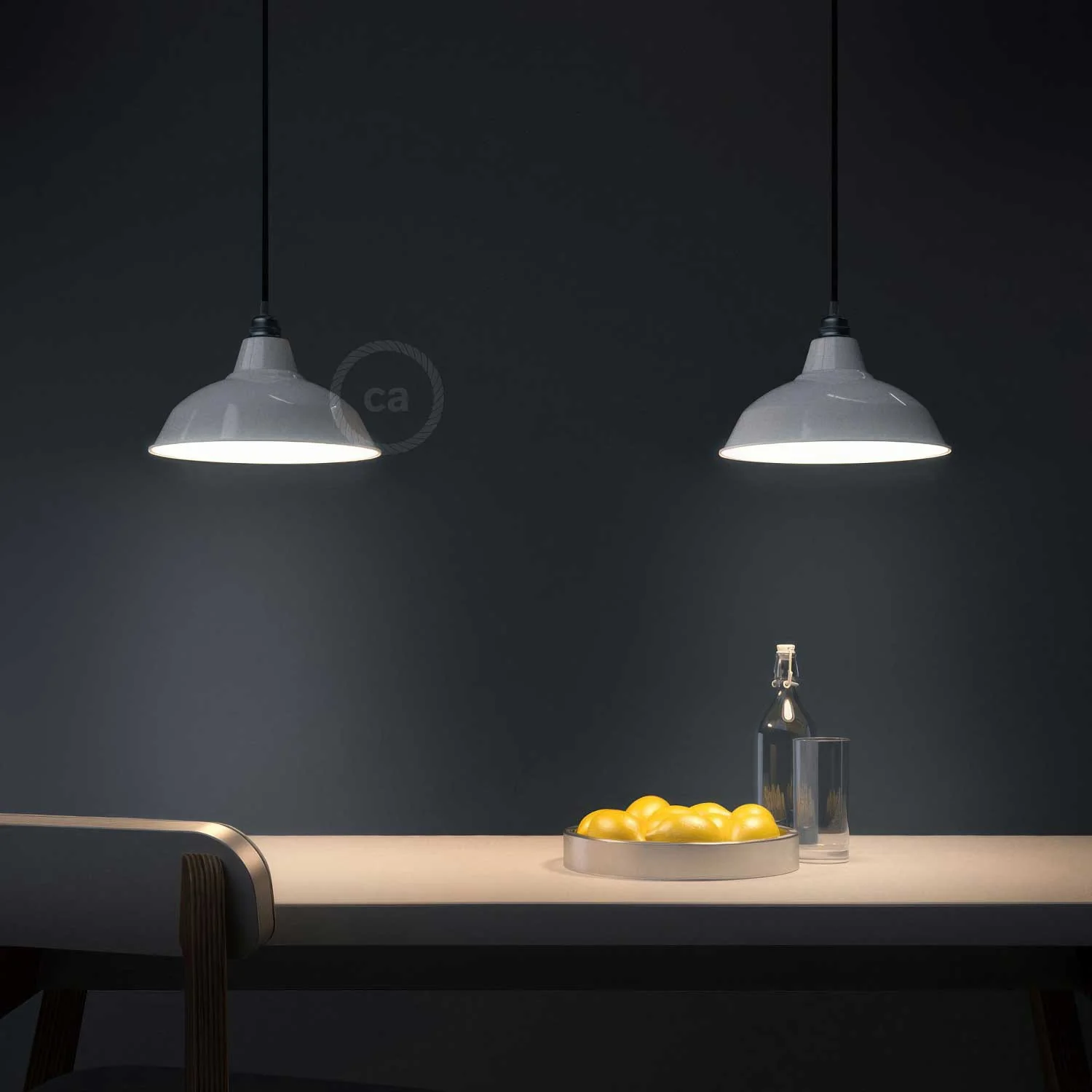 Bistrot Lampenschirm aus emailliertem Metall mit E27-Fassung, Durchmesser 30 cm – Weiß - Image 2