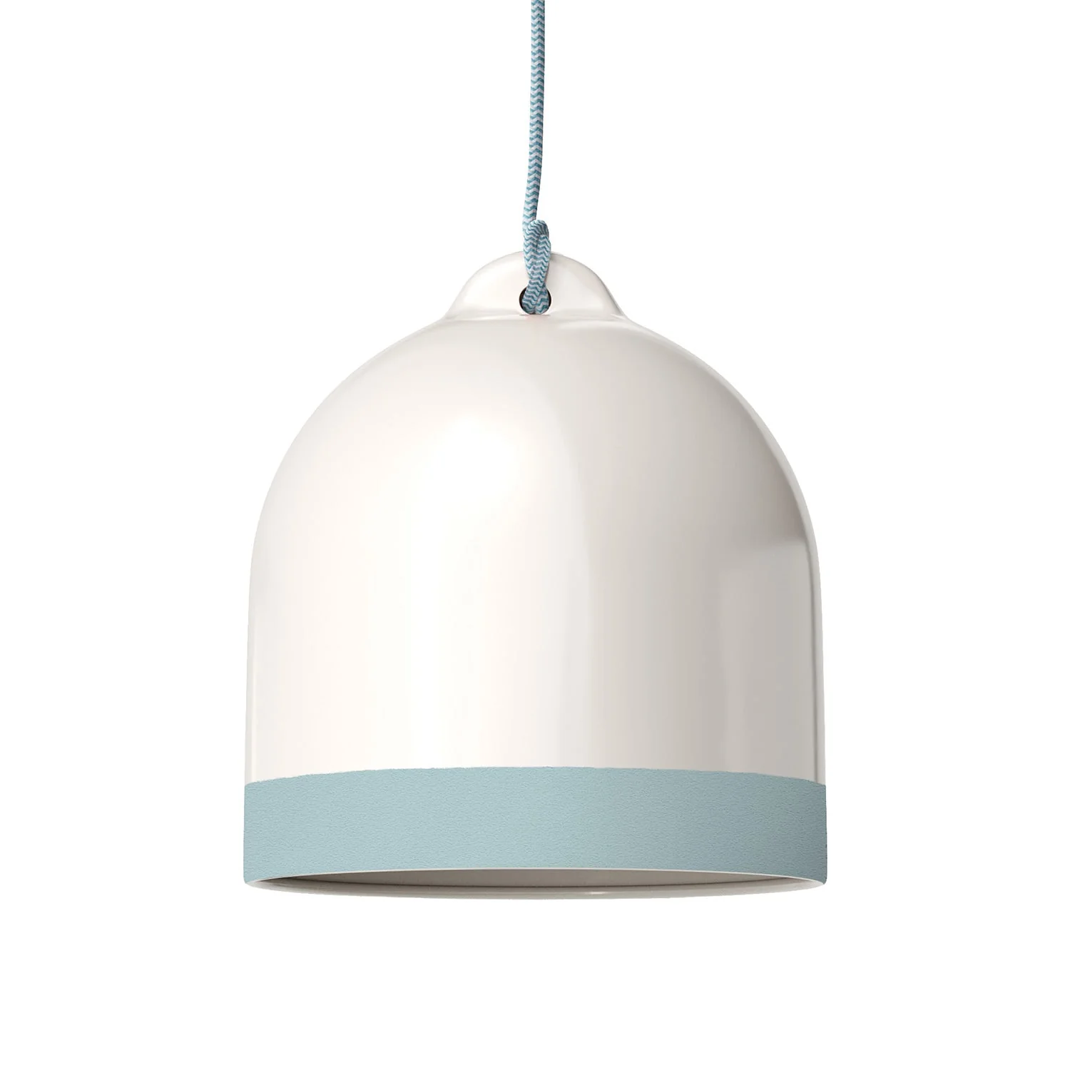 Lampenschirm Campana M zweifarbig aus Keramik Weiß und Himmelblau, Kollektion Materia – Made in Italy