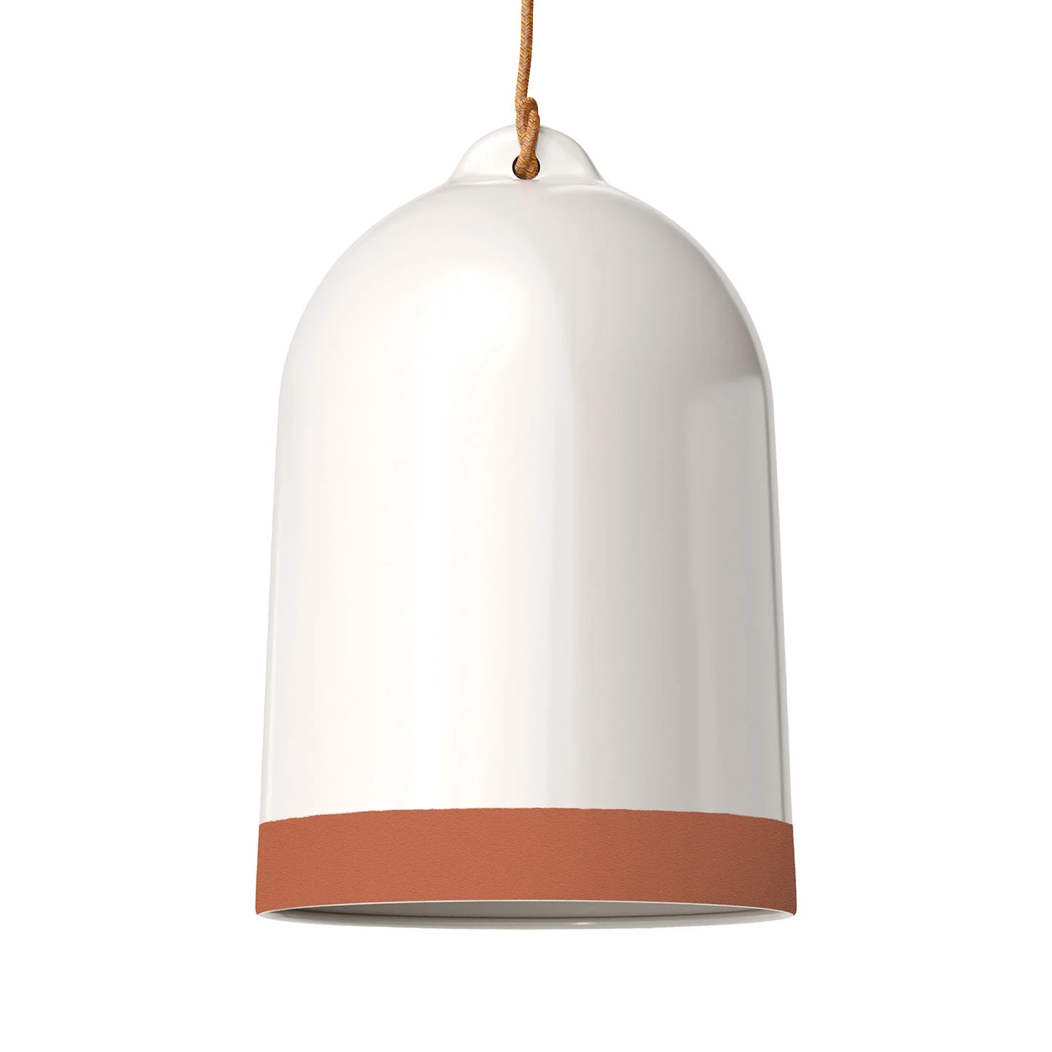 Lampenschirm Campana XL zweifarbig aus Keramik Weiß und Terrakotta, Kollektion Materia – Made in Italy