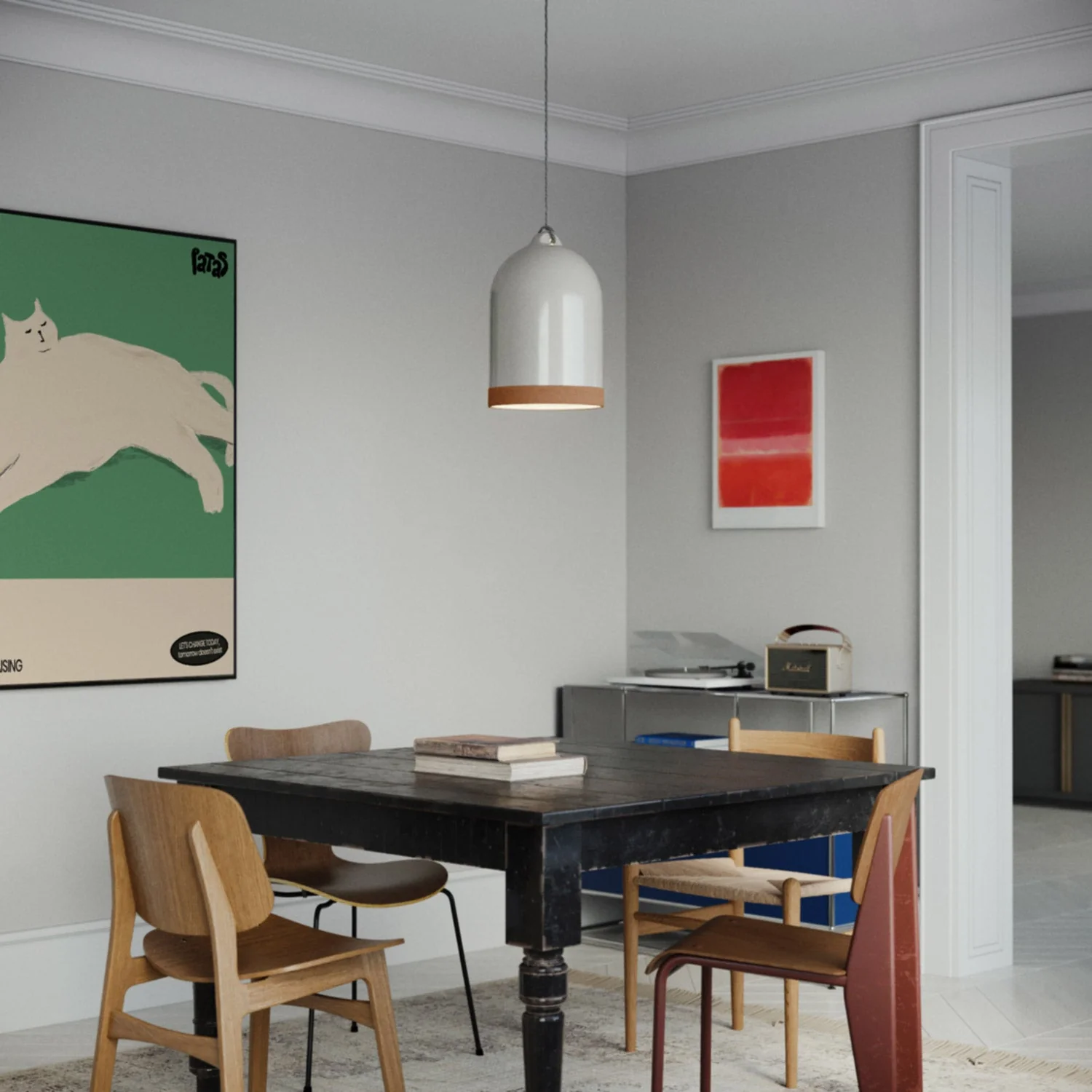 Lampenschirm Campana XL zweifarbig aus Keramik Weiß und Terrakotta, Kollektion Materia – Made in Italy - Image 2