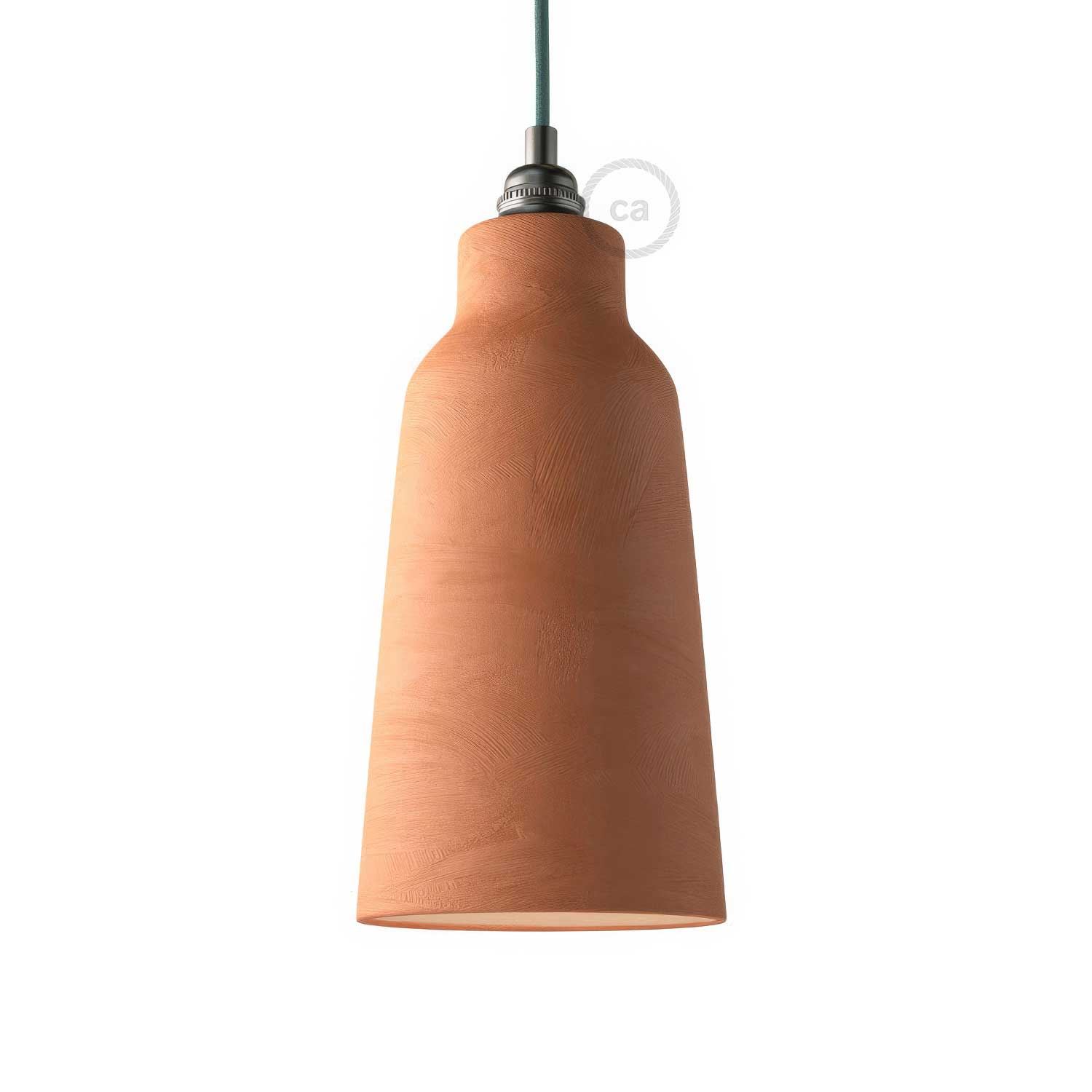 Keramik-Flaschenlampenschirm, Kollektion Materia - Made in Italy - gestreifter Terrakotta