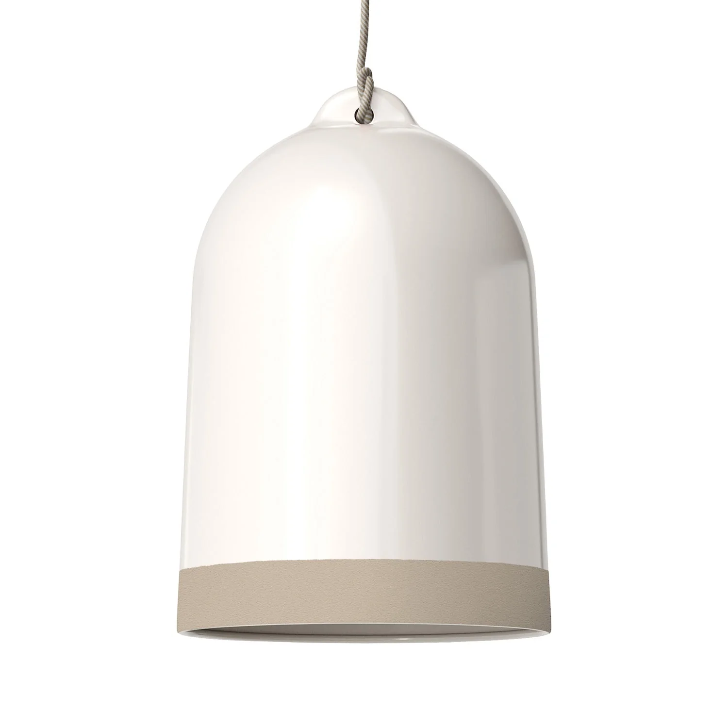 Lampenschirm Campana XL, zweifarbig aus Keramik, Weiß und Taupe, Kollektion Materia – Made in Italy