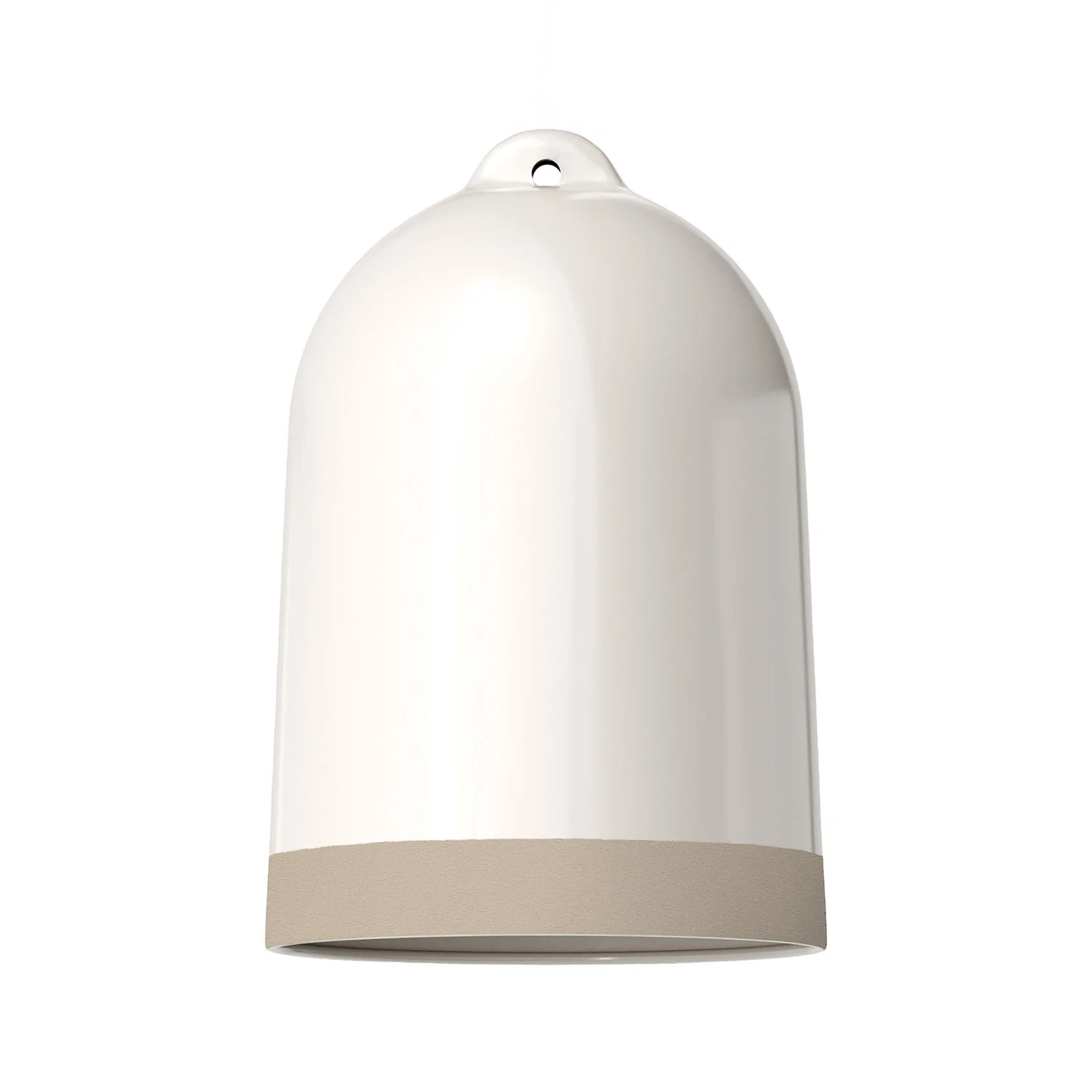 Lampenschirm Campana XL, zweifarbig aus Keramik, Weiß und Taupe, Kollektion Materia – Made in Italy - Image 3