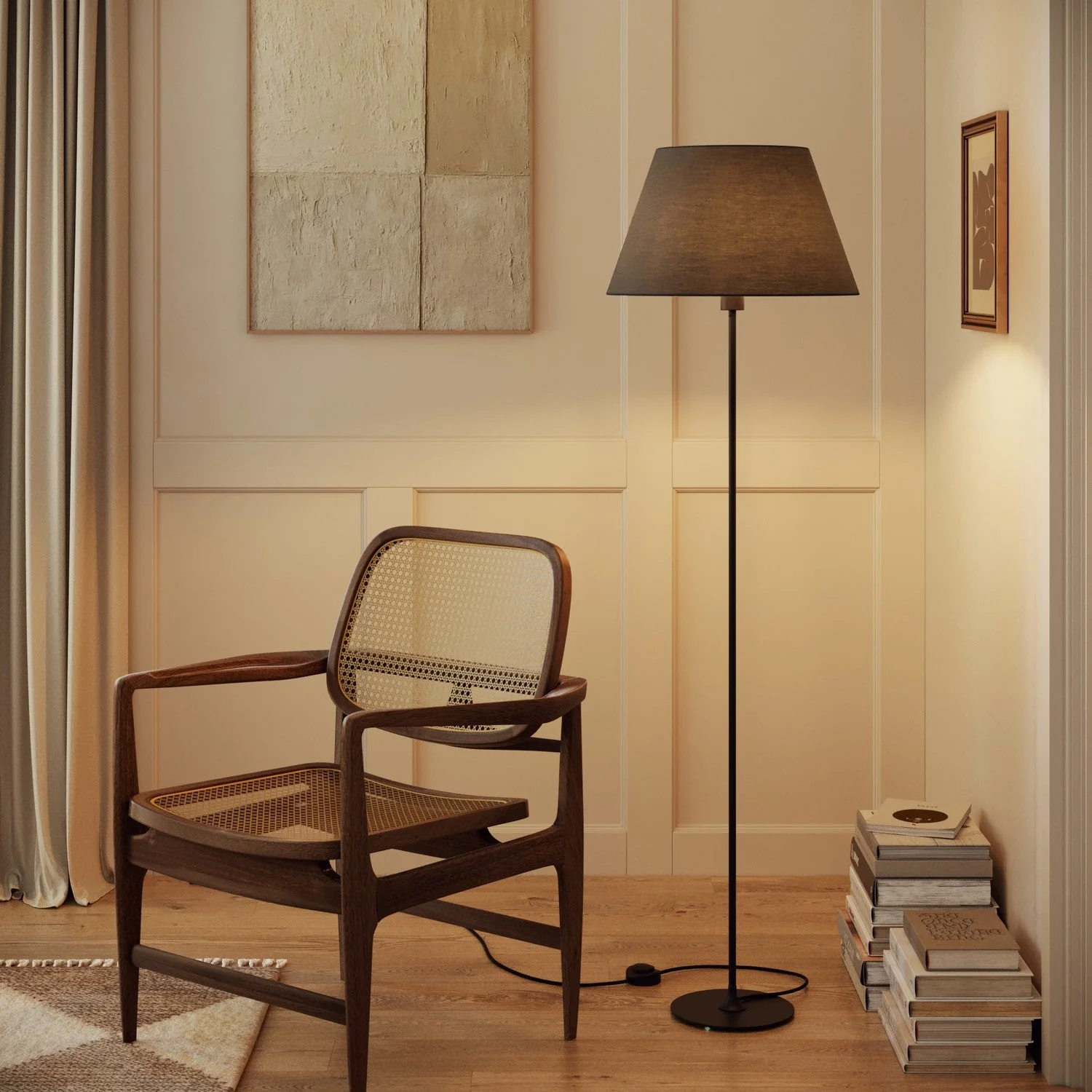 Impero L-Lampenschirm für Tischlampe oder Wandleuchte mit E27-Fassung – Made in Italy – Dunkelgraues Leinwandgewebe - Image 2