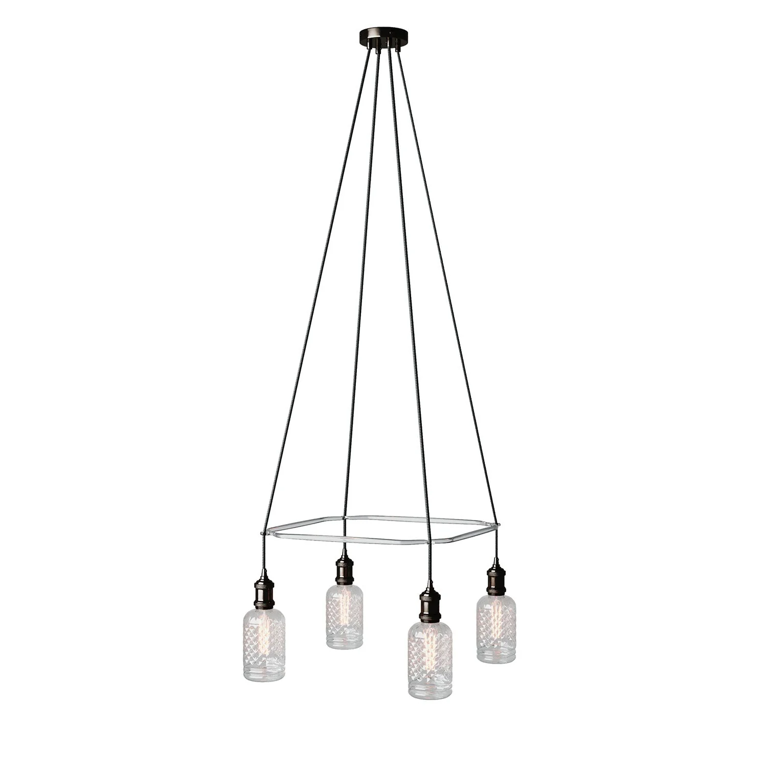 Kronleuchter Cage mit 4 Crystal-Abhängungen - Schwarz Perle