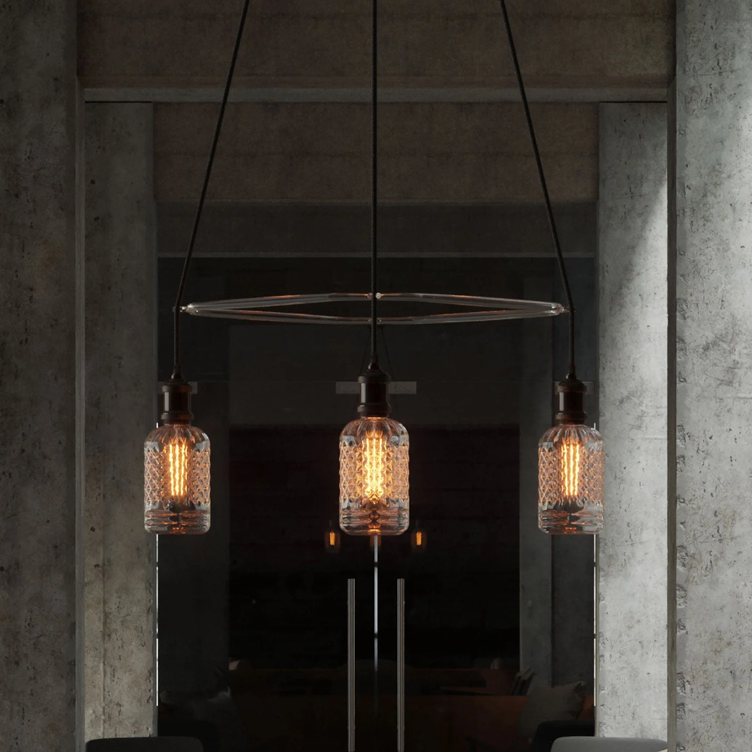 Kronleuchter Cage mit 4 Crystal-Abhängungen - Schwarz Perle - Image 3