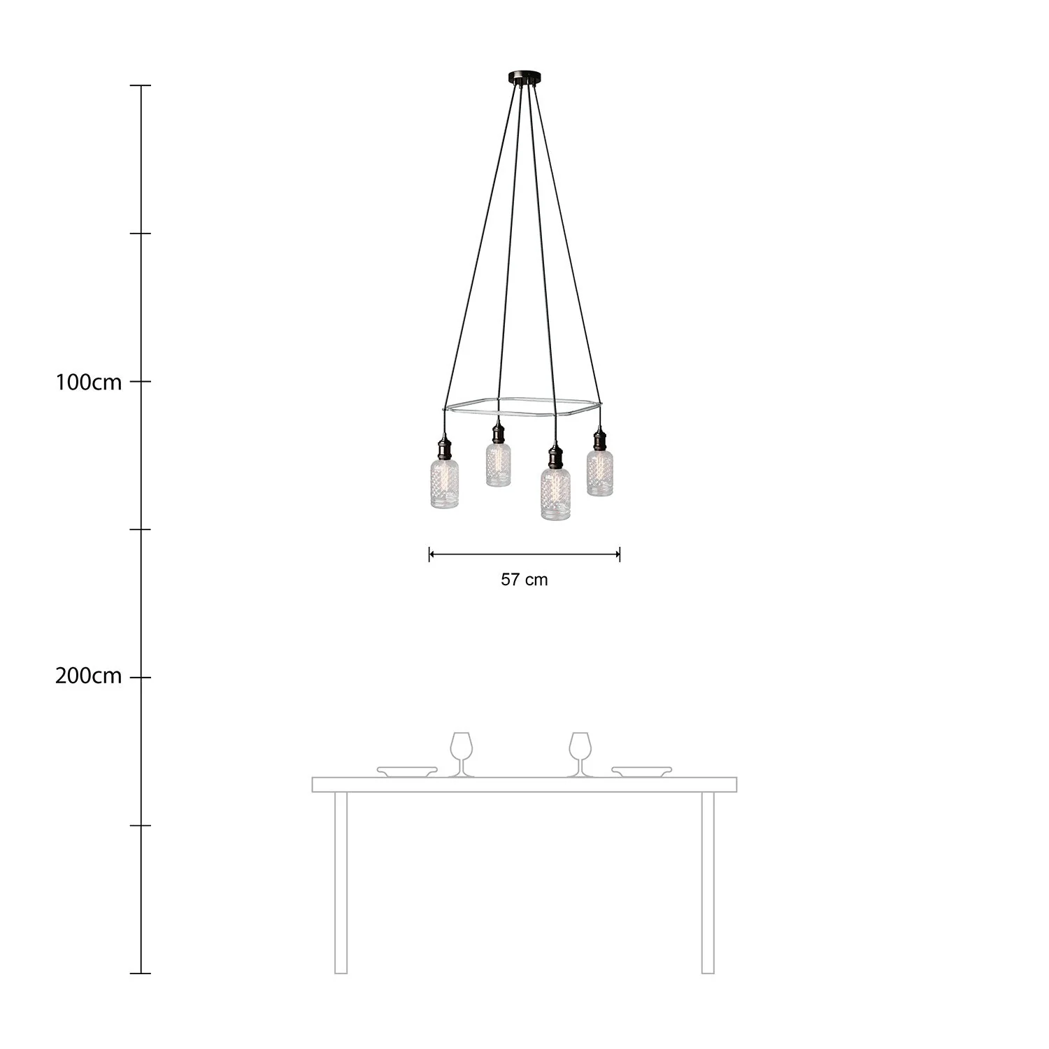 Kronleuchter Cage mit 4 Crystal-Abhängungen - Schwarz Perle - Image 6