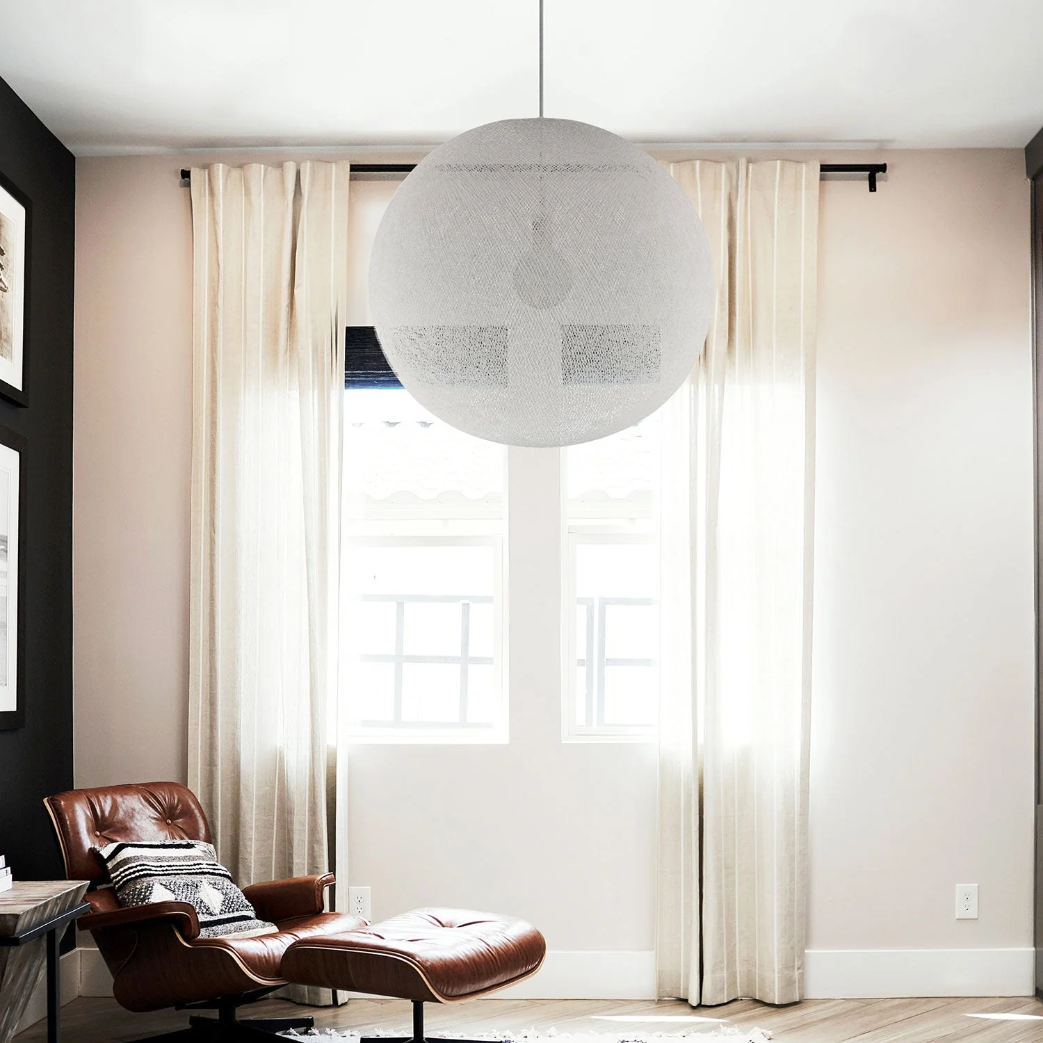 Sfera Light-Lampenschirm aus handgefertigtem Garn – Weißer Polyester - Image 8