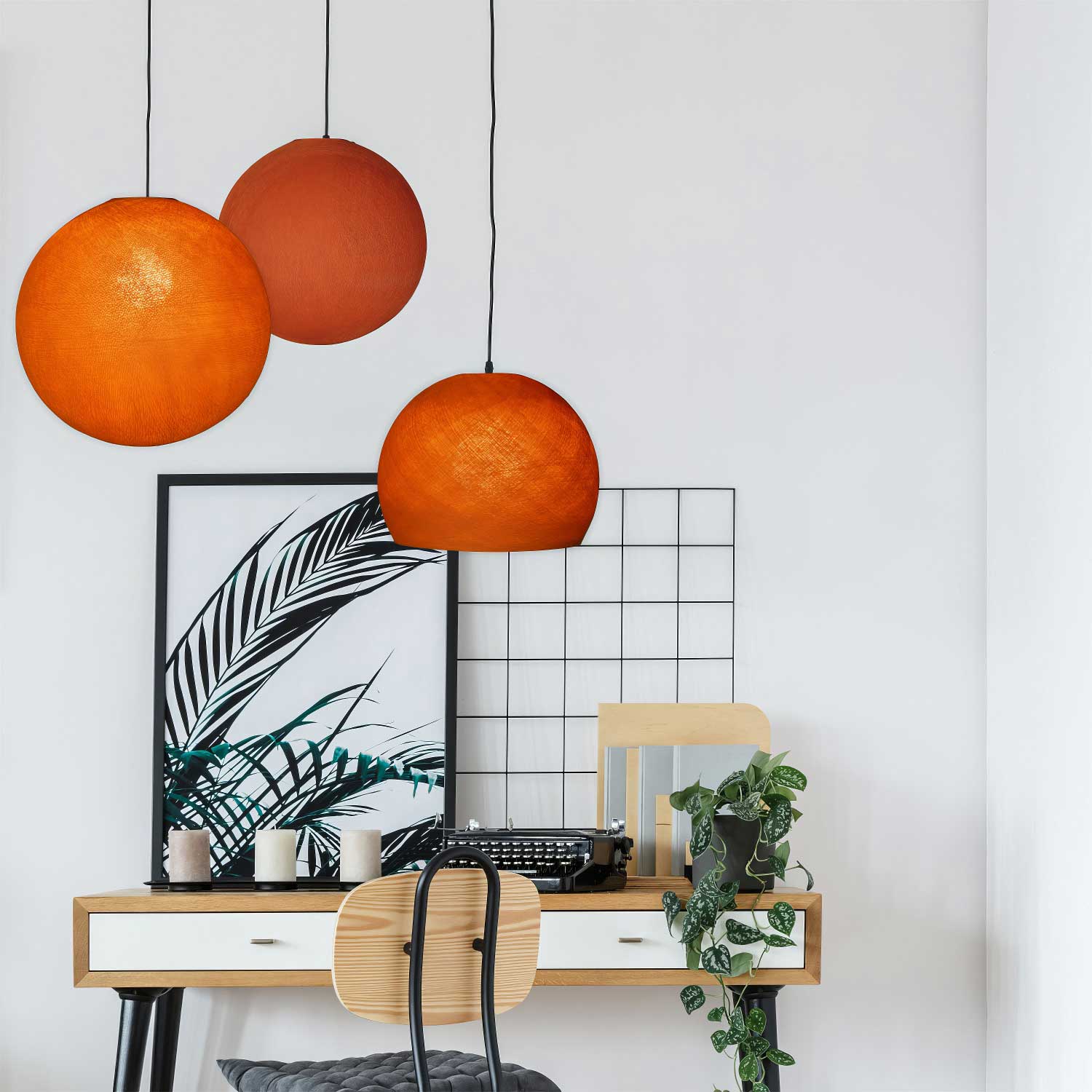 Kuppelförmiger Lampenschirm aus 100 % handgefertigtem Draht – Polyester Orange - Image 3