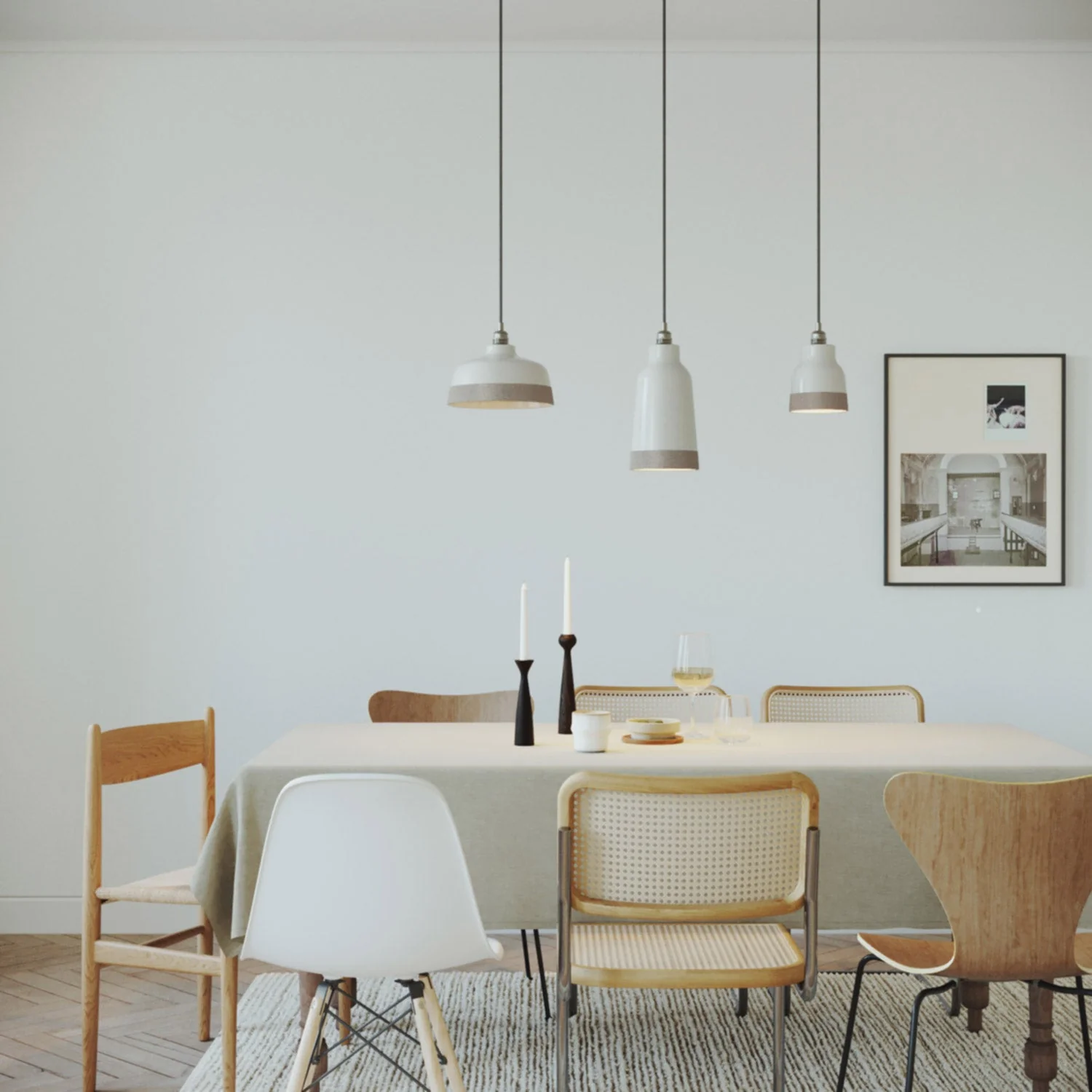 Lampenschirm Coppa zweifarbig aus Keramik, Weiß und Taupe, Kollektion Materia – Made in Italy - Image 3