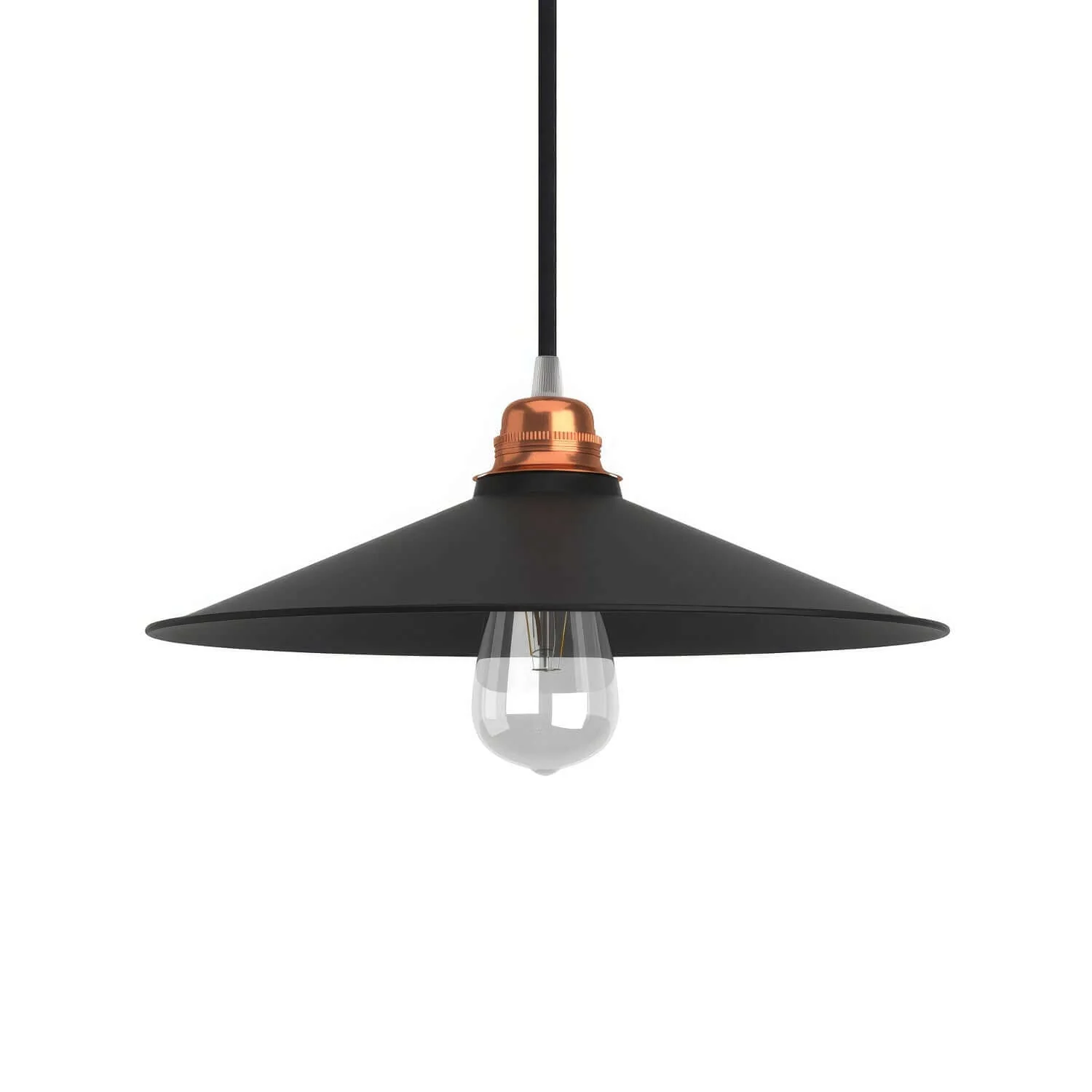Lampenschirm Swing aus emailliertem Metall für Lampenfassungen E27 - Schwarz innen Schwarz