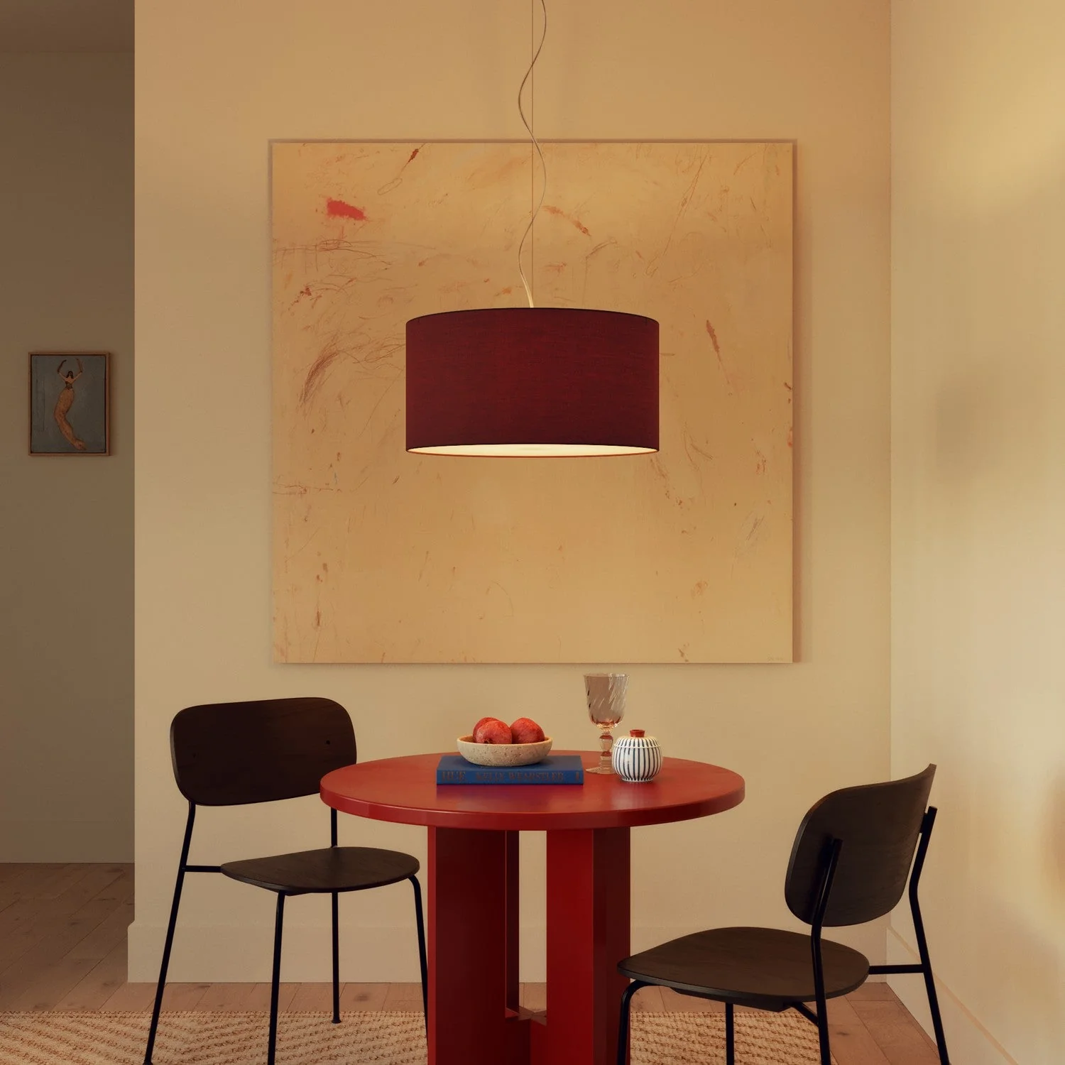Zylinderschirm XL aus Stoff mit E27-Fassung – Made in Italy – Arenal Bordeaux - Image 2