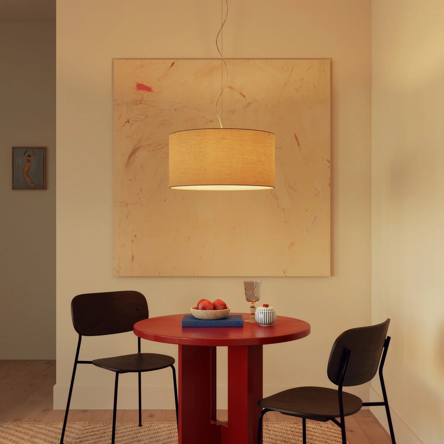 Lampenschirm Zylinder XL aus Stoff mit E27-Fassung – Made in Italy – Arenal Taupe - Image 2