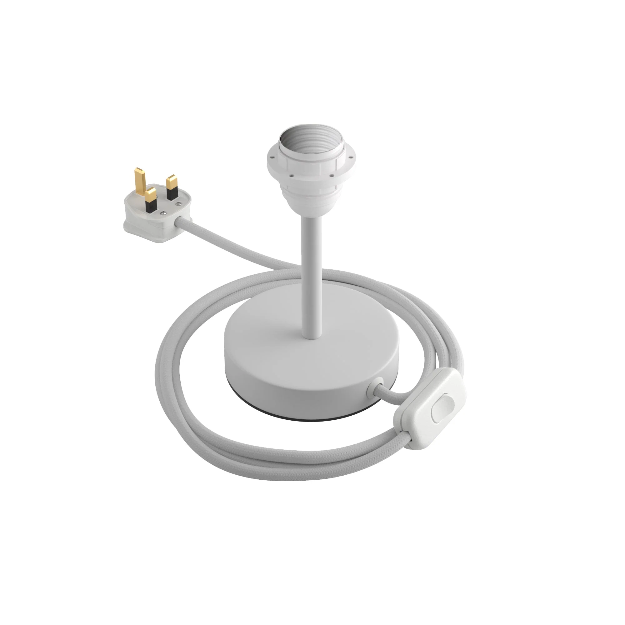 Alzaluce für Lampenschirm – Tischlampe aus Metall und UK-Stecker – Mattweiß - Image 5