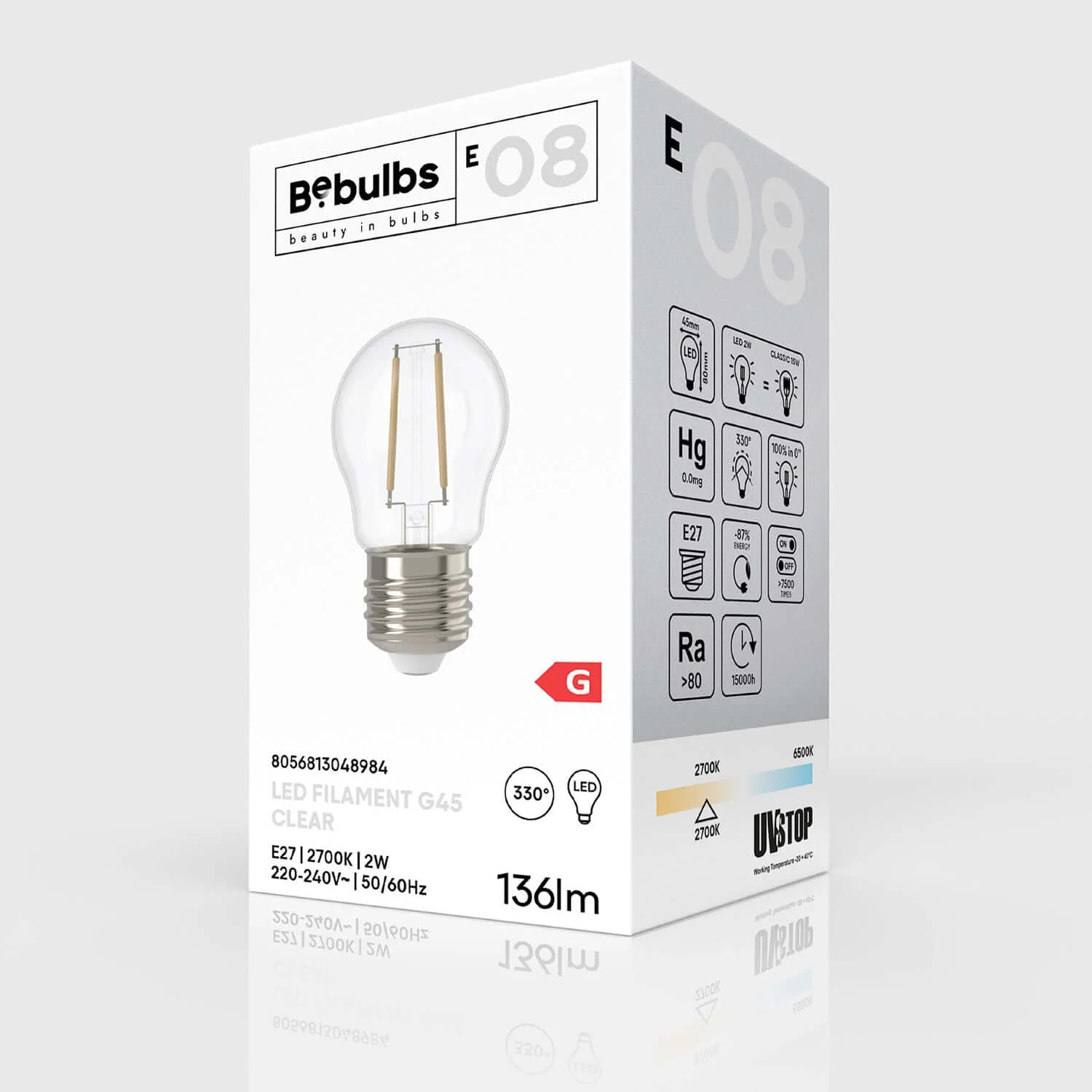 LED-Glühbirne Transparent Globetta G45 2W 136Lm E27 2700K – E08 - Image 4