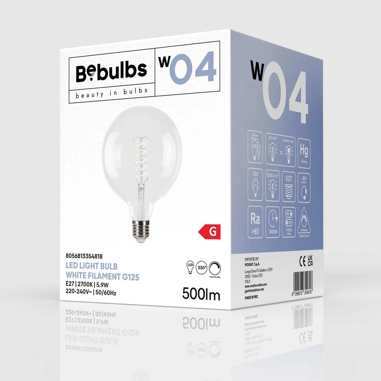 LED-Globe G125 weiß, 5,9W 500Lm E27 2700K dimmbar - W04 - Image 4