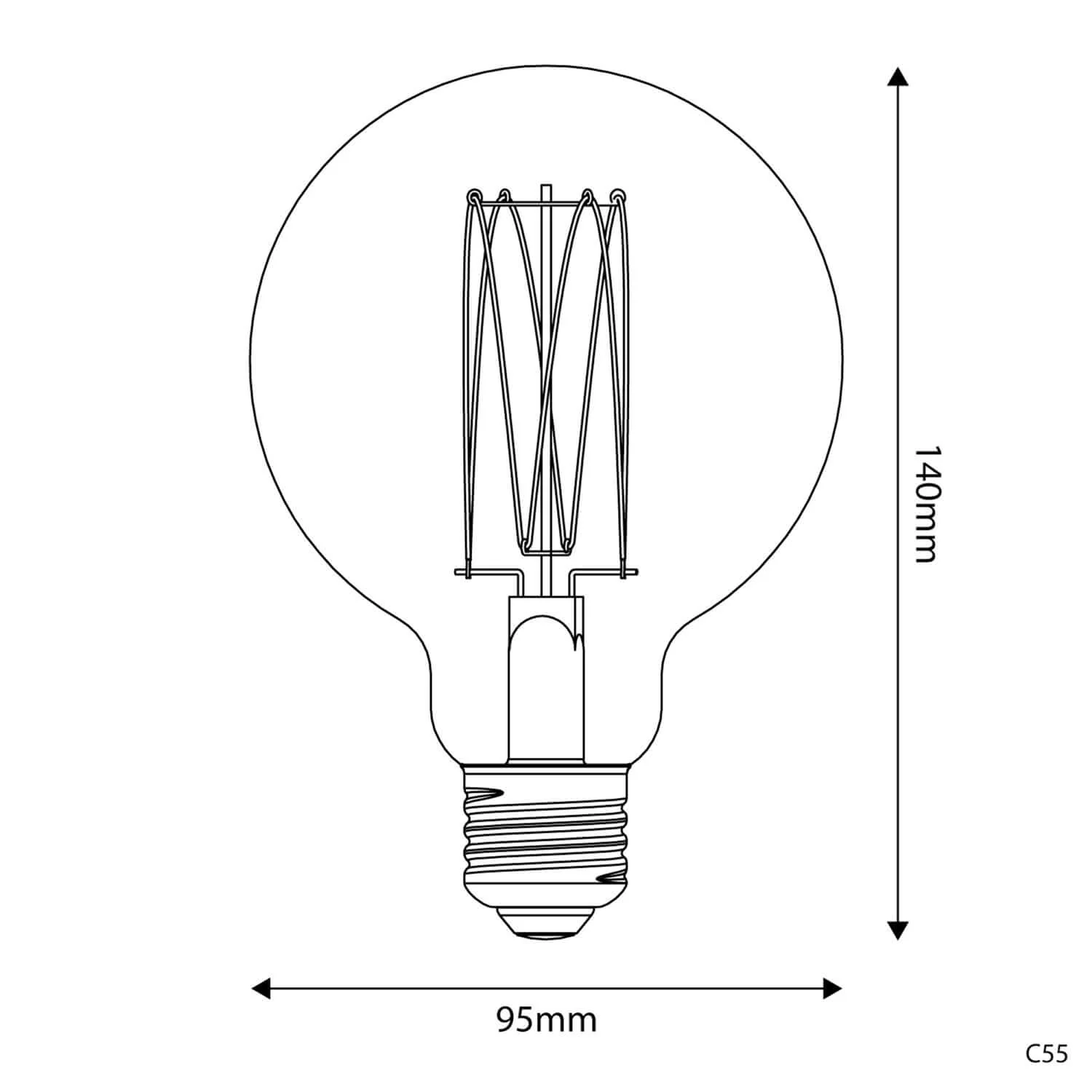 LED-Glühbirne Gold Carbon Line mit vertikalem Faden Globus G95 7W 640Lm E27 2700K dimmbar - C55 - Image 3