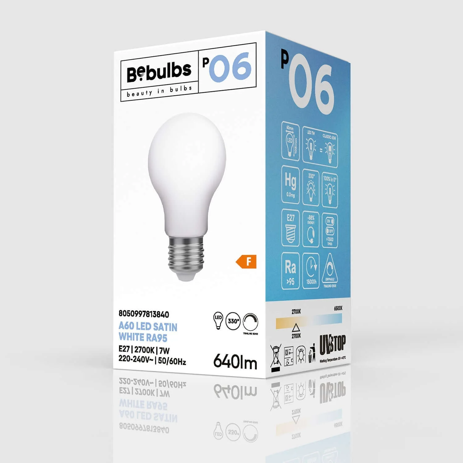 LED-Lampe Porzellan-Effekt CRI 95 A60 7W 640Lm E27 2700K Dimmbarkeit – P06 - Image 4