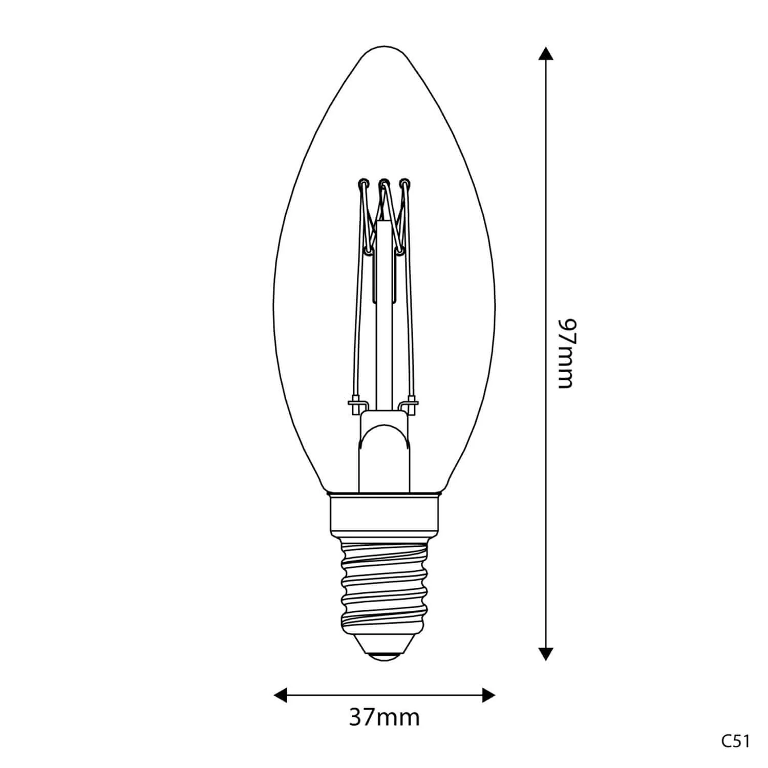 LED-Glühbirne Gold Carbon Line mit vertikalem Faden, Kerze C35 3,5 W 300 Lm E14 2700K dimmbar - C51 - Image 3