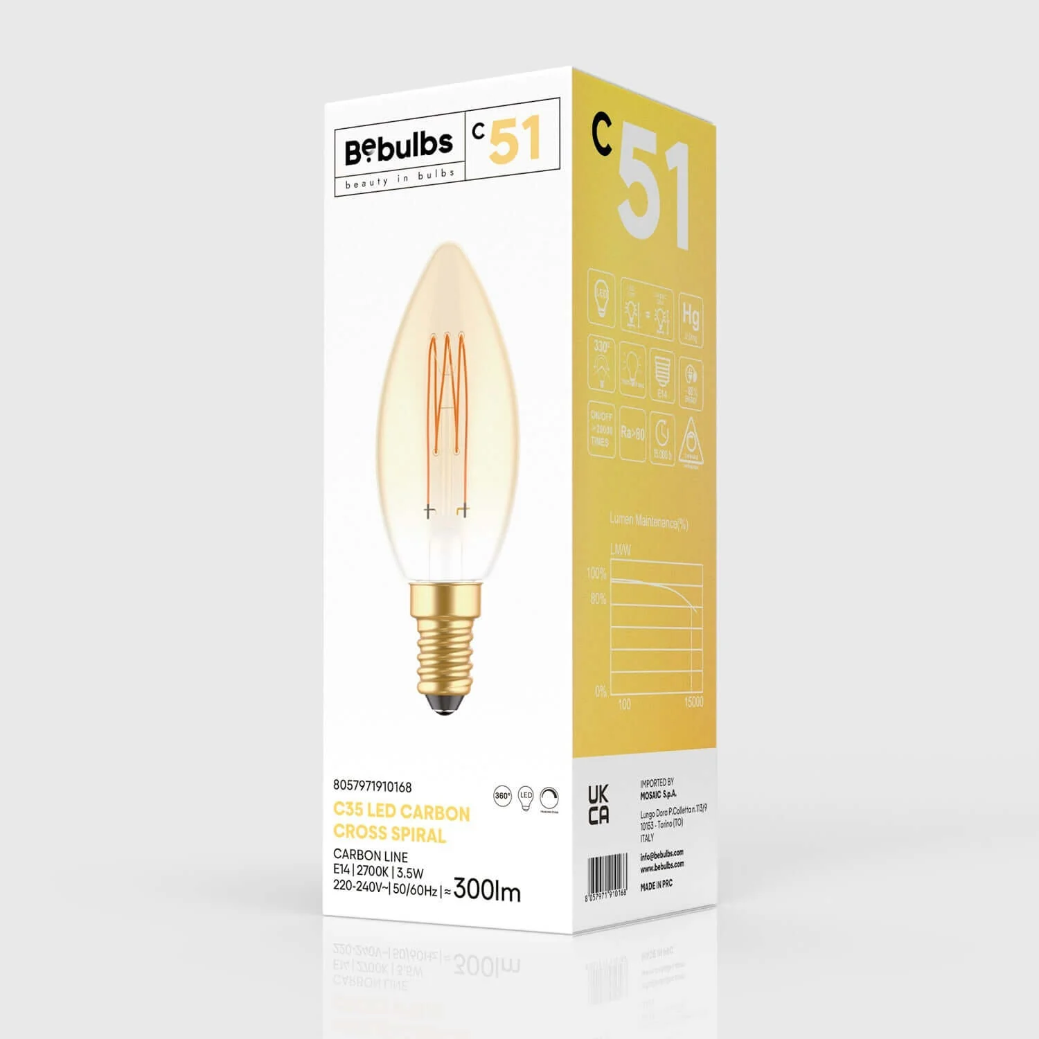 LED-Glühbirne Gold Carbon Line mit vertikalem Faden, Kerze C35 3,5 W 300 Lm E14 2700K dimmbar - C51 - Image 4