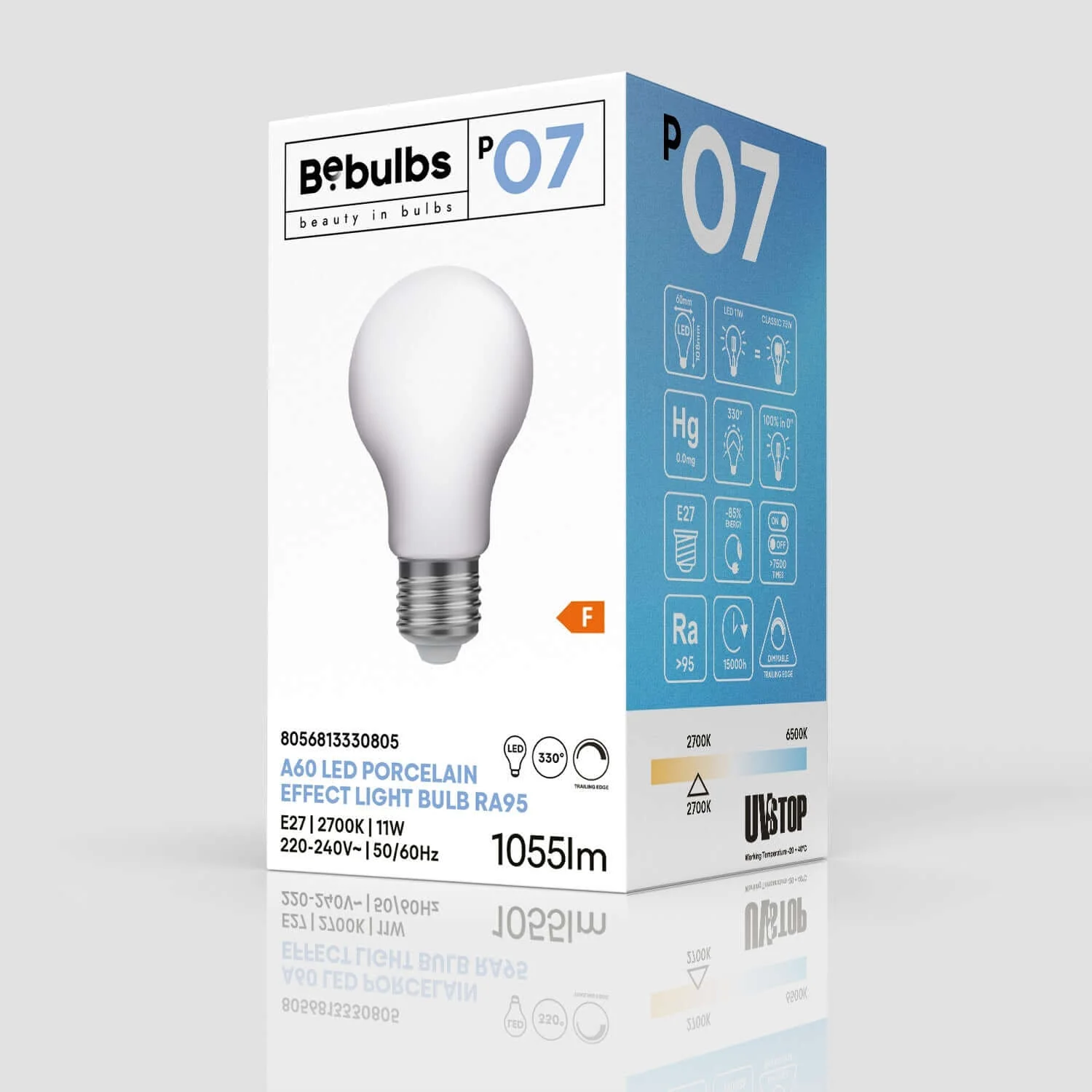 LED-Leuchtmittel Porzellan-Effekt CRI 95 A60 11W 1055Lm E27 2700K Dimmbar – P07 - Image 4
