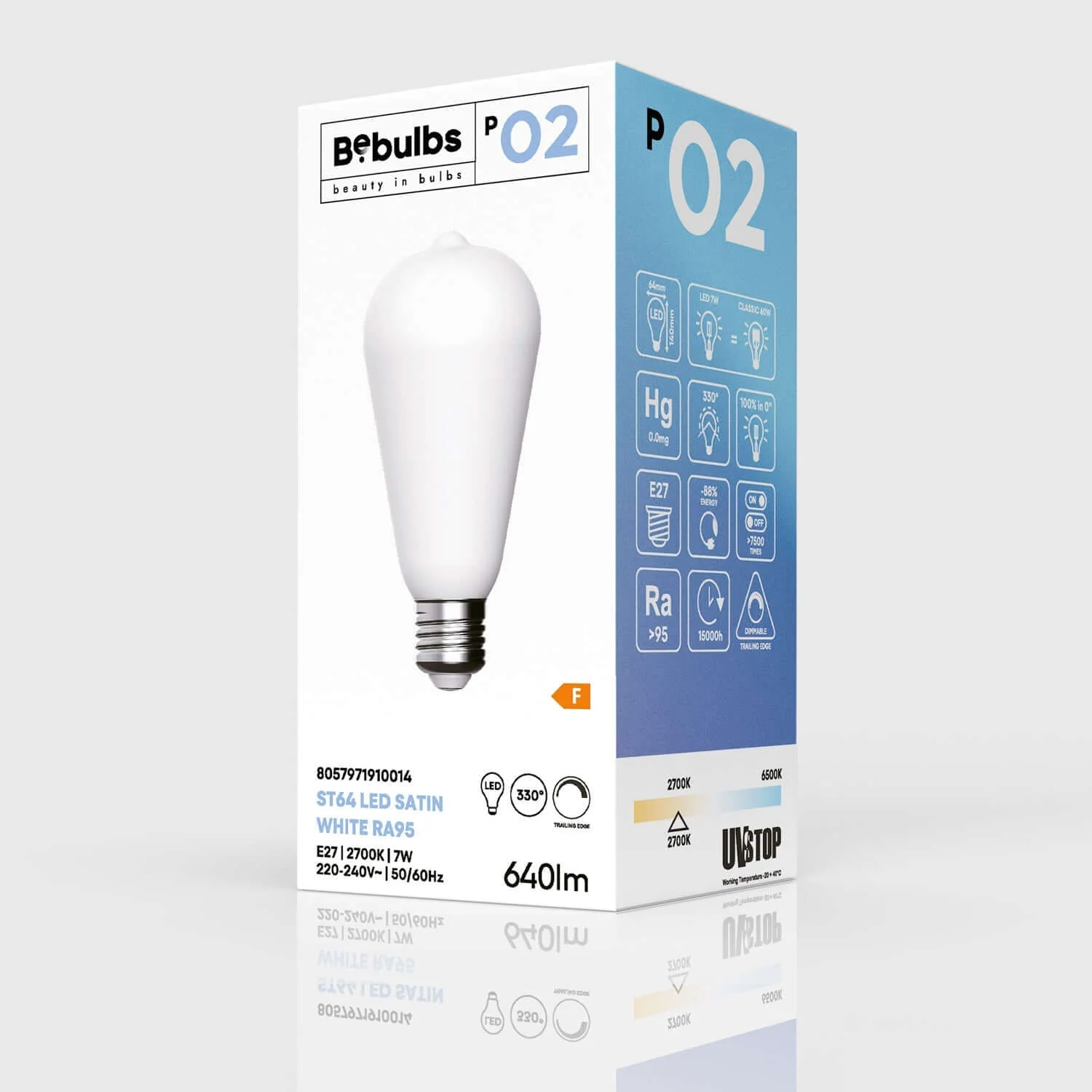LED-Glühbirne Porzellan-Effekt CRI 95 ST64 7 W 640 lm E27 2700K dimmbar – P02 - Image 4