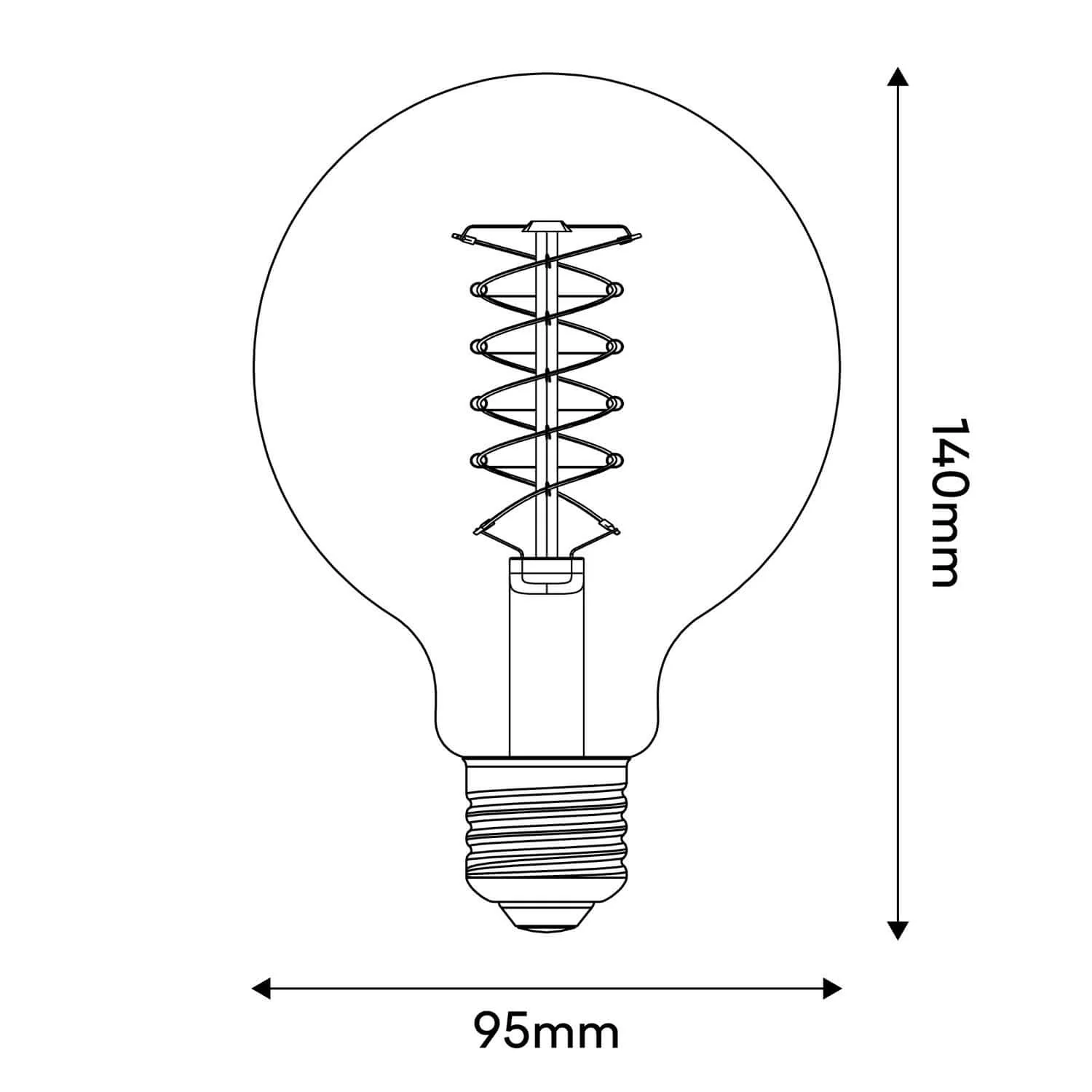 LED-Lampe Smoky Globe G95 4,8W 250Lm E27 1800K dimmbar – D03 - Image 3