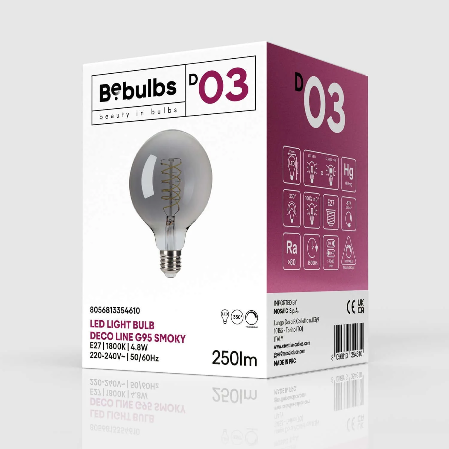 LED-Lampe Smoky Globe G95 4,8W 250Lm E27 1800K dimmbar – D03 - Image 4