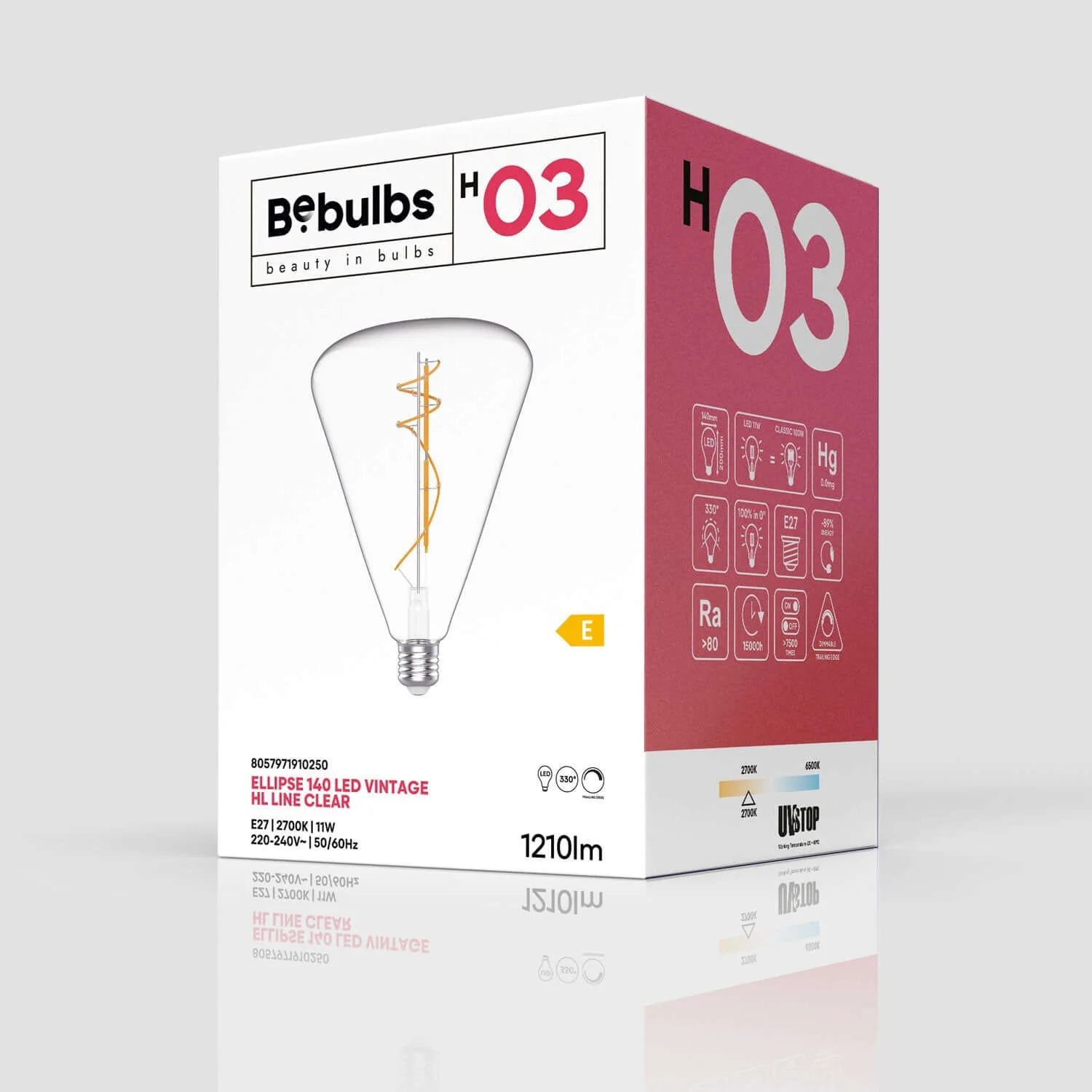 LED-Glühbirne Transparent Cone 140 11W 1210Lm E27 2700K Dimmerbar – H03 - Image 4