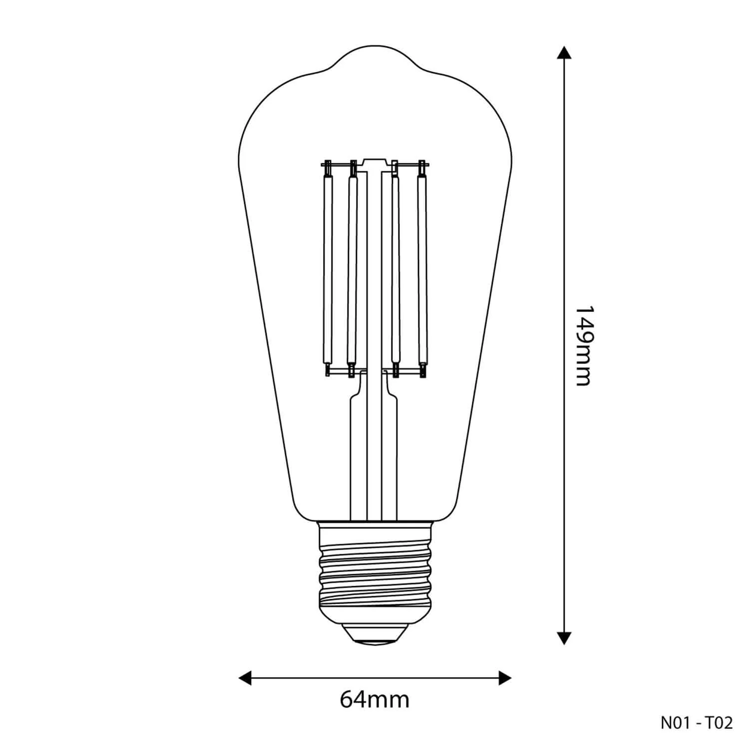 LED-Leuchte Transparent Edison ST64 7W 806Lm E27 2700K Dimmbar – T02 - Image 3