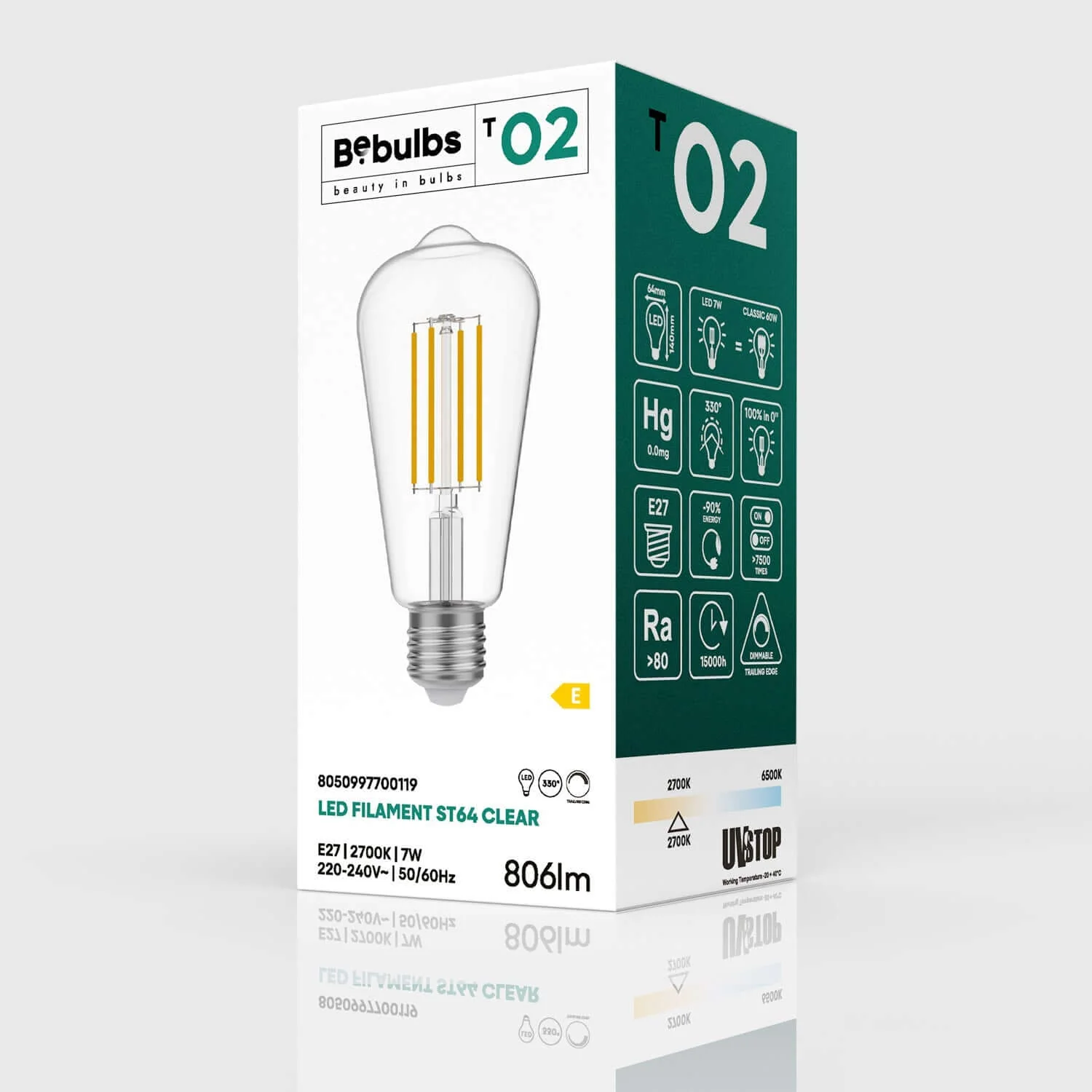 LED-Leuchte Transparent Edison ST64 7W 806Lm E27 2700K Dimmbar – T02 - Image 4