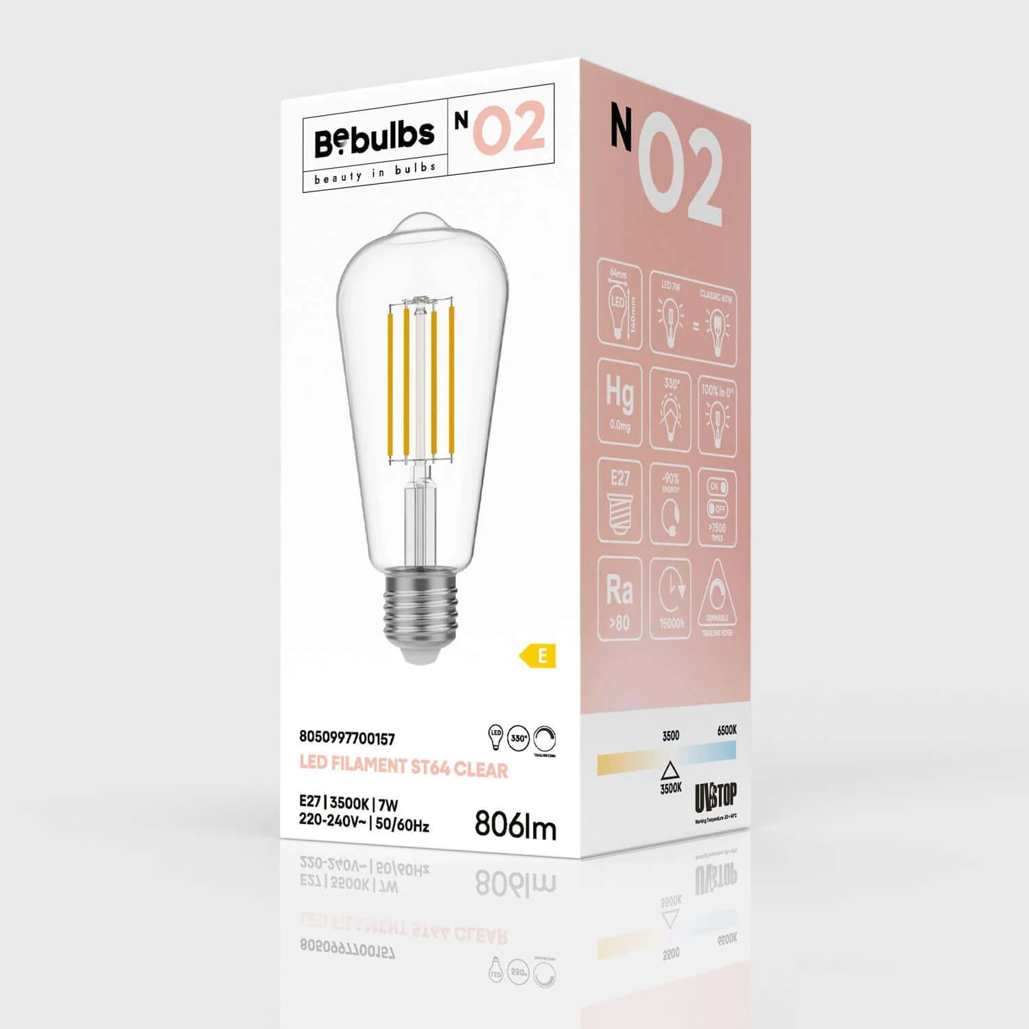 LED-Lampe Transparent Edison ST64 7W 806Lm E27 3500K Dimmbar – N02 - Image 4