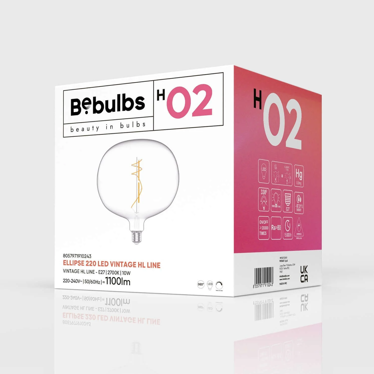 LED-Leuchtmittel Transparent Ellipse 220 10W 1100Lm E27 2700K Dimmbar - H02 - Image 4