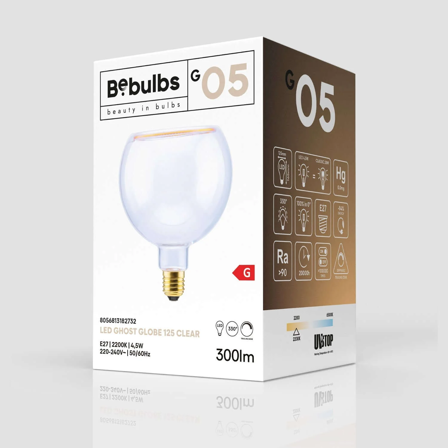 LED-Leuchtmittel Ghost Line Transparent, CRI 90, G125, 4,5W, 300 Lm, E27, 2200K, dimmbar – G05 - Image 5