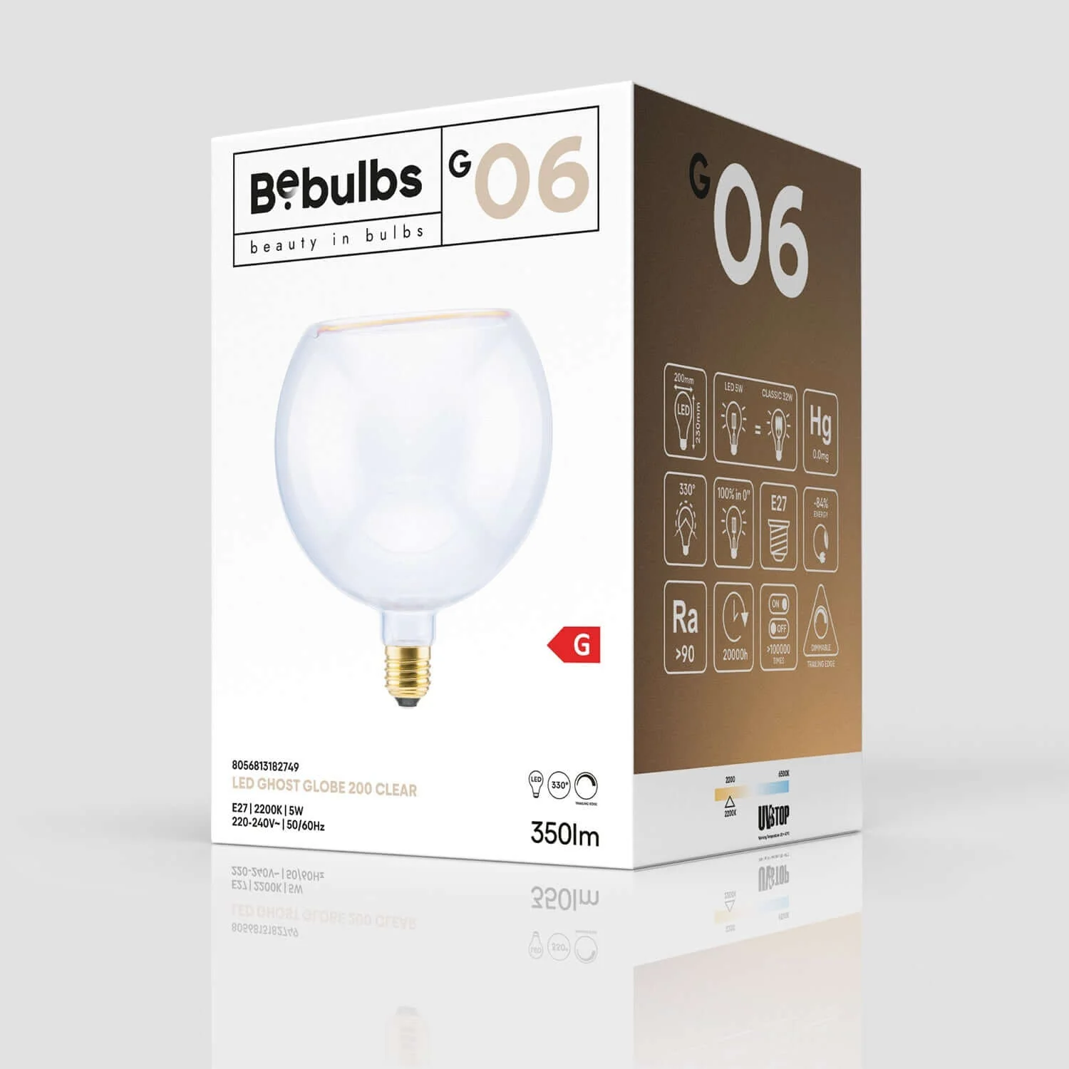 LED-Lampe Transparent Ghost Line CRI 90 G200 5W 350Lm E27 2200K dimmbar – G06 - Image 5