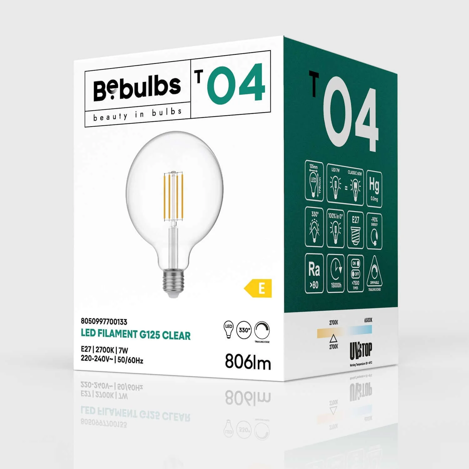 LED-Glühbirne Transparent Globe G125 7W 806Lm E27 2700K dimmbar – T04 - Image 4