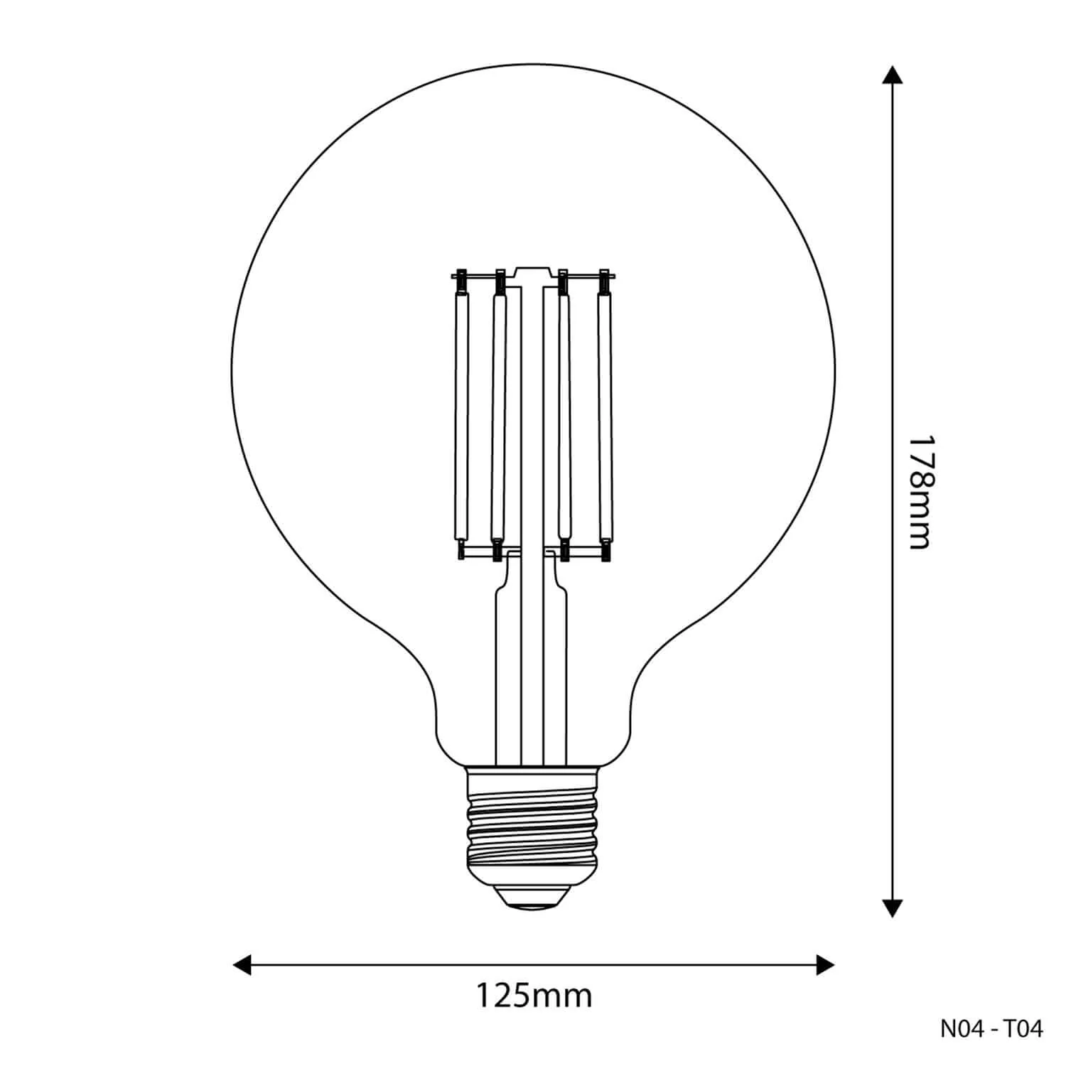 LED-Glühlampe Transparent Globe G125 7W 806Lm E27 3500K Dimmbarkeit – N04 - Image 3