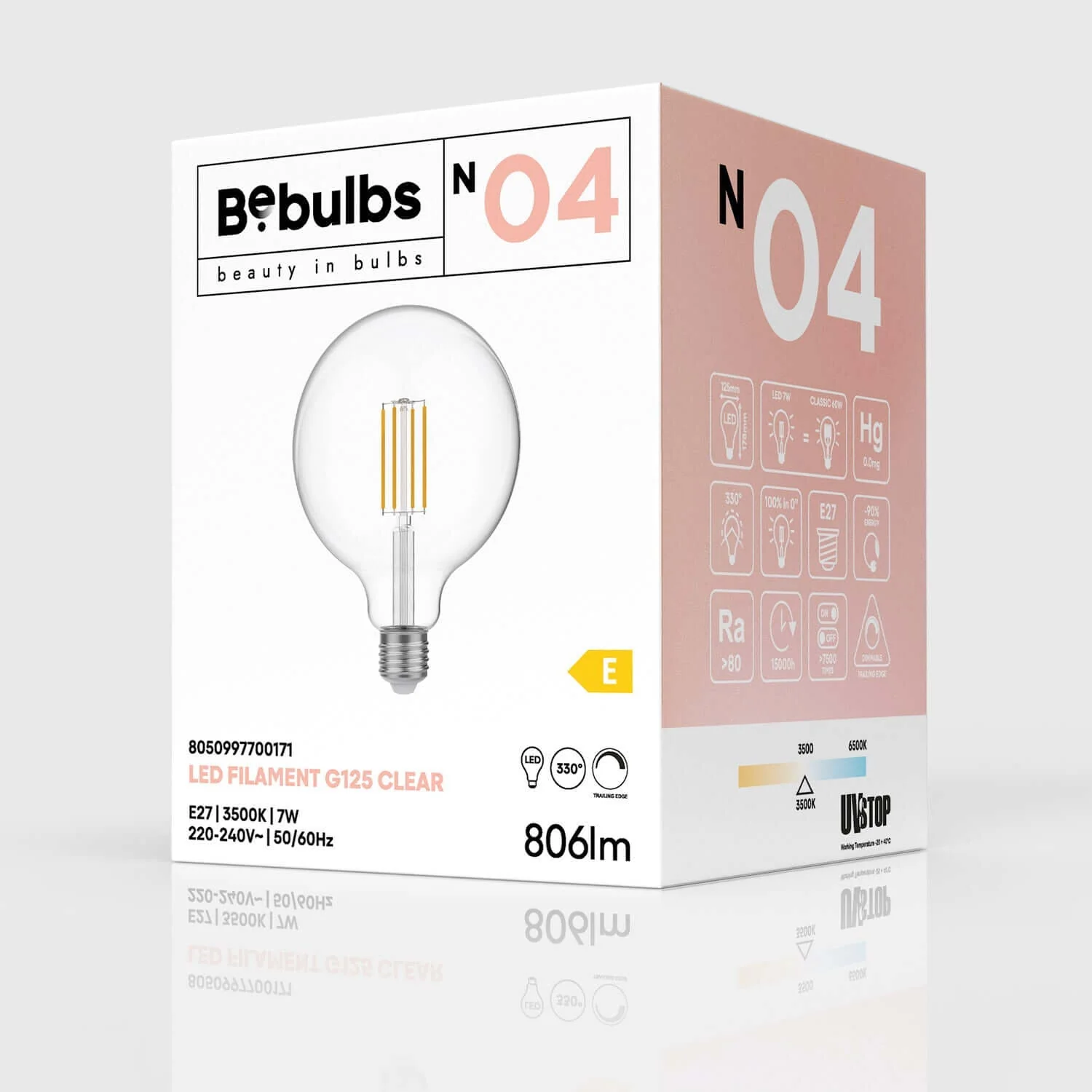 LED-Glühlampe Transparent Globe G125 7W 806Lm E27 3500K Dimmbarkeit – N04 - Image 4