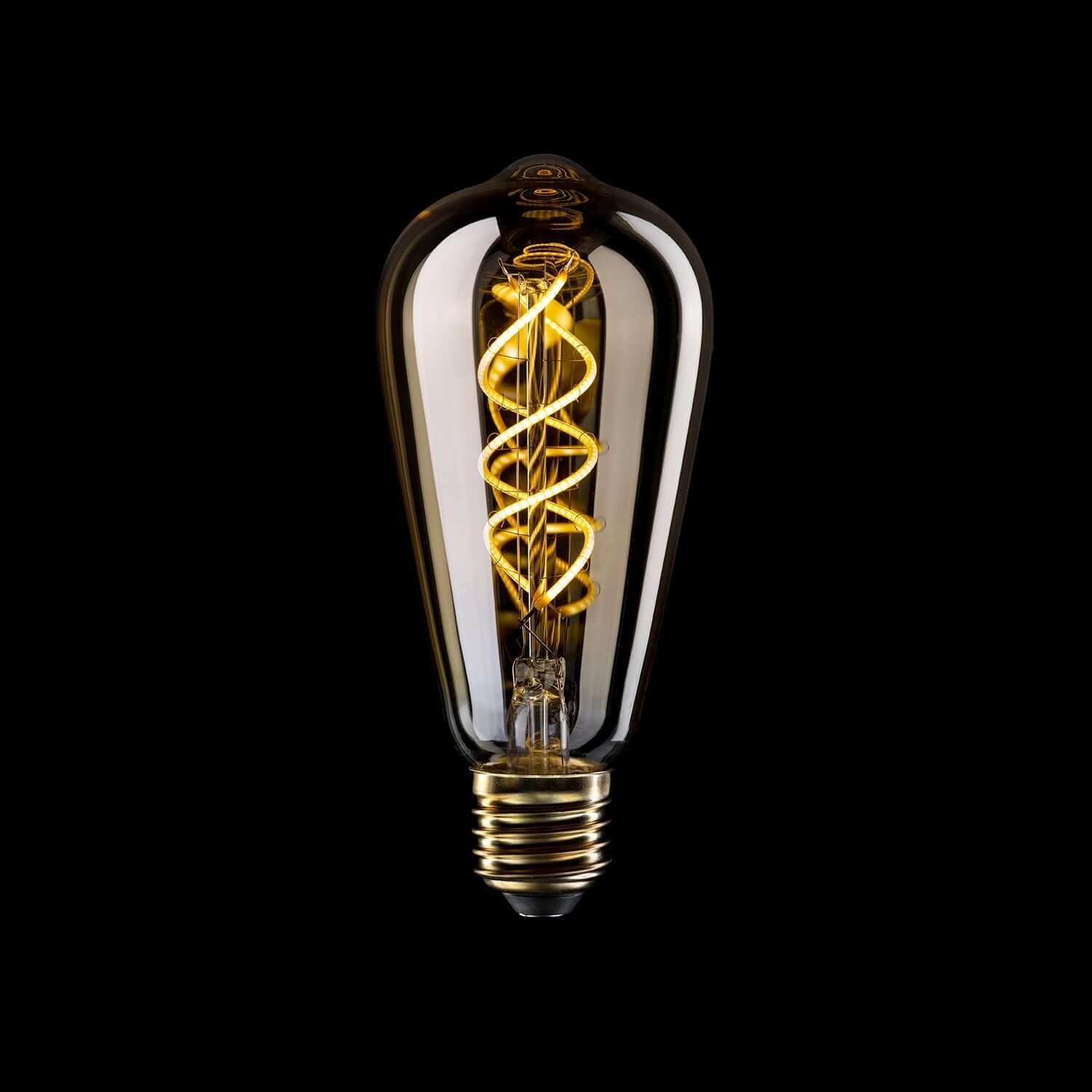 Goldene LED-Lampe Linea 5V Spiralfaden Edison ST64 1,3W 80Lm E27 2500K Dimmbar - B01 - Image 2