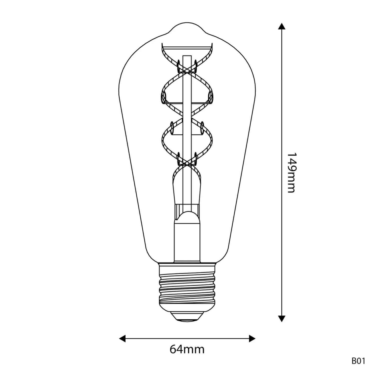 Goldene LED-Lampe Linea 5V Spiralfaden Edison ST64 1,3W 80Lm E27 2500K Dimmbar - B01 - Image 3