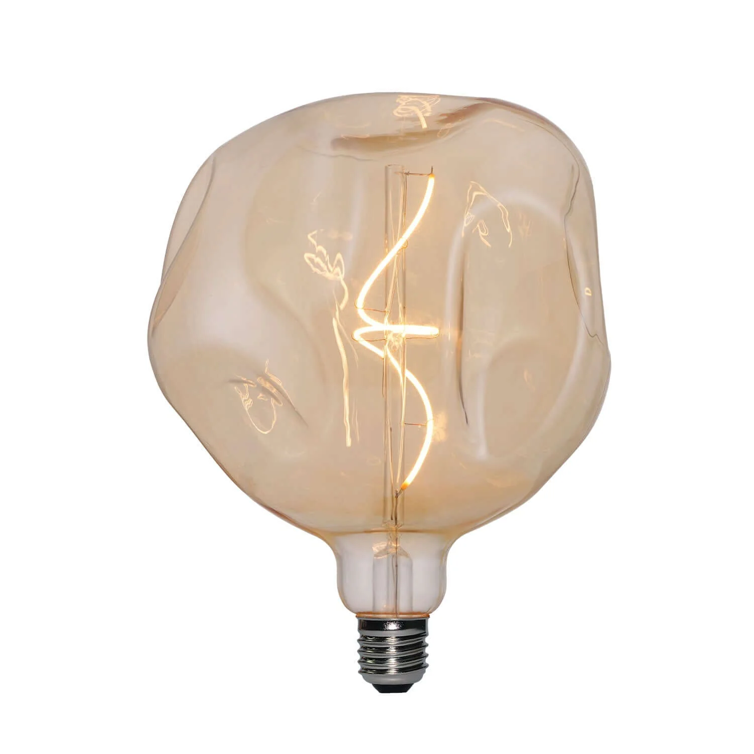 LED-Glühbirne Gold Bumped Globe G180 Spiralfaden 5W 250Lm E27 1800K dimmbar