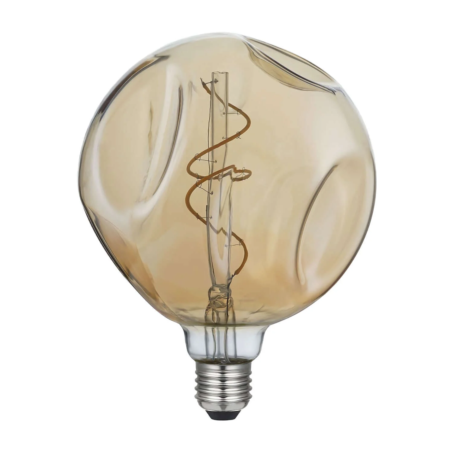 LED-Glühbirne Gold Bumped Globe G140 Spiralfaden 5W 250 Lm E27 1800K dimmbar