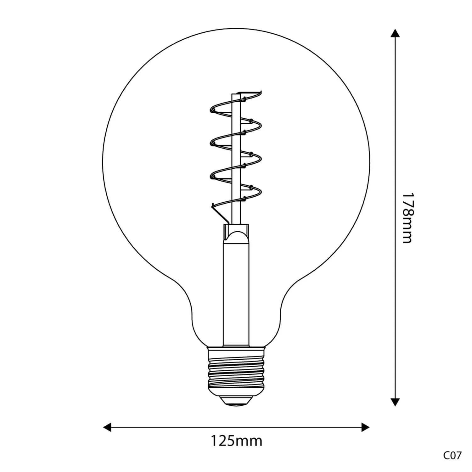 LED-Leuchtmittel Gold Carbon Line Spiralfaden Globe G125 4W 250Lm E27 1800K dimmbar – C07 - Image 3