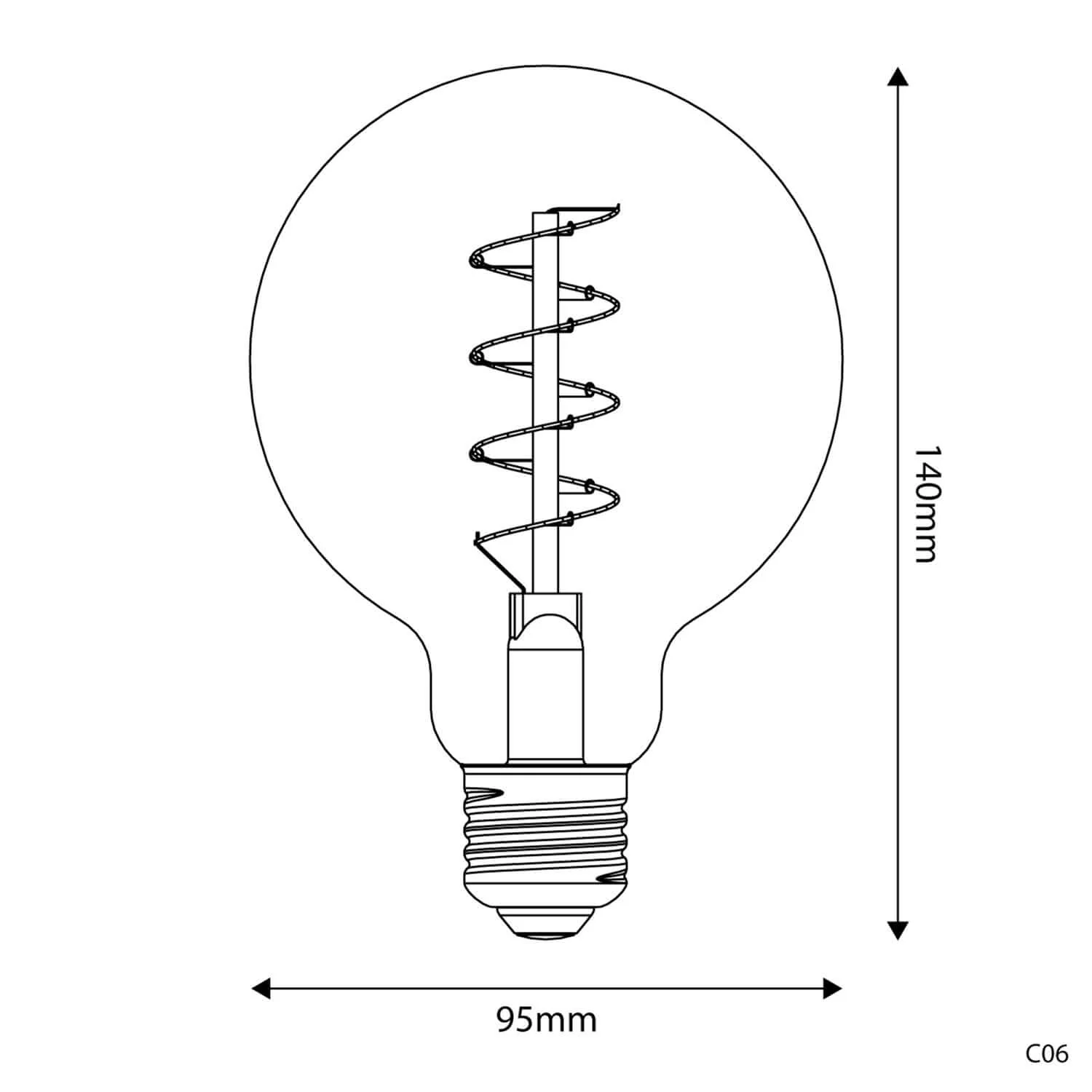 LED-Glühbirne Gold Carbon Line Spiralfaden Globe G95 4W 250Lm E27 1800K dimmbar – C06 - Image 3